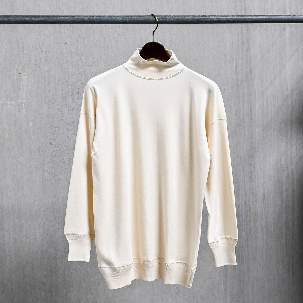 Olde Homesteader Interlock Mil Mock Neck Ivory
