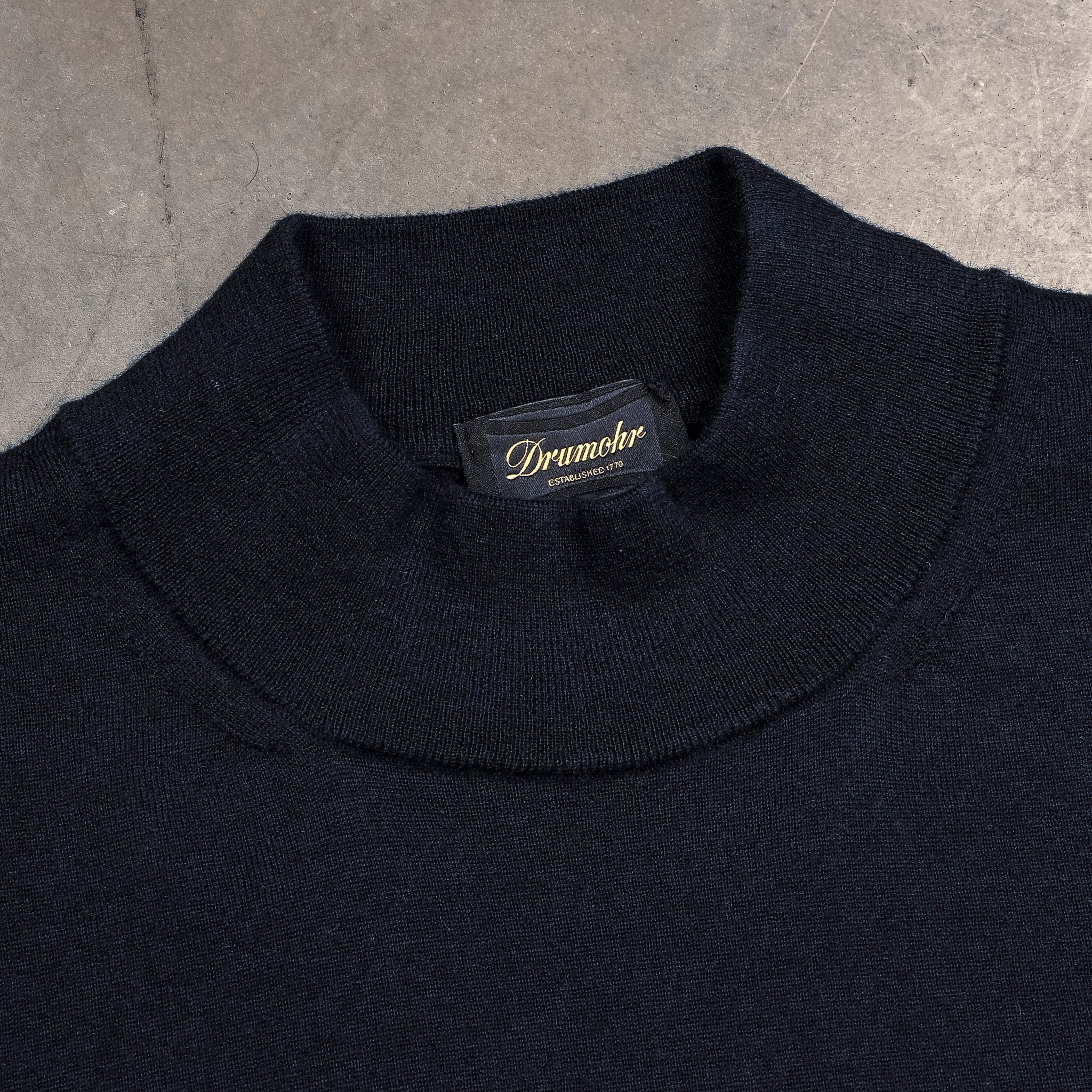 Drumohr Luxury 30G Cashmere Mock Neck Blu Notte