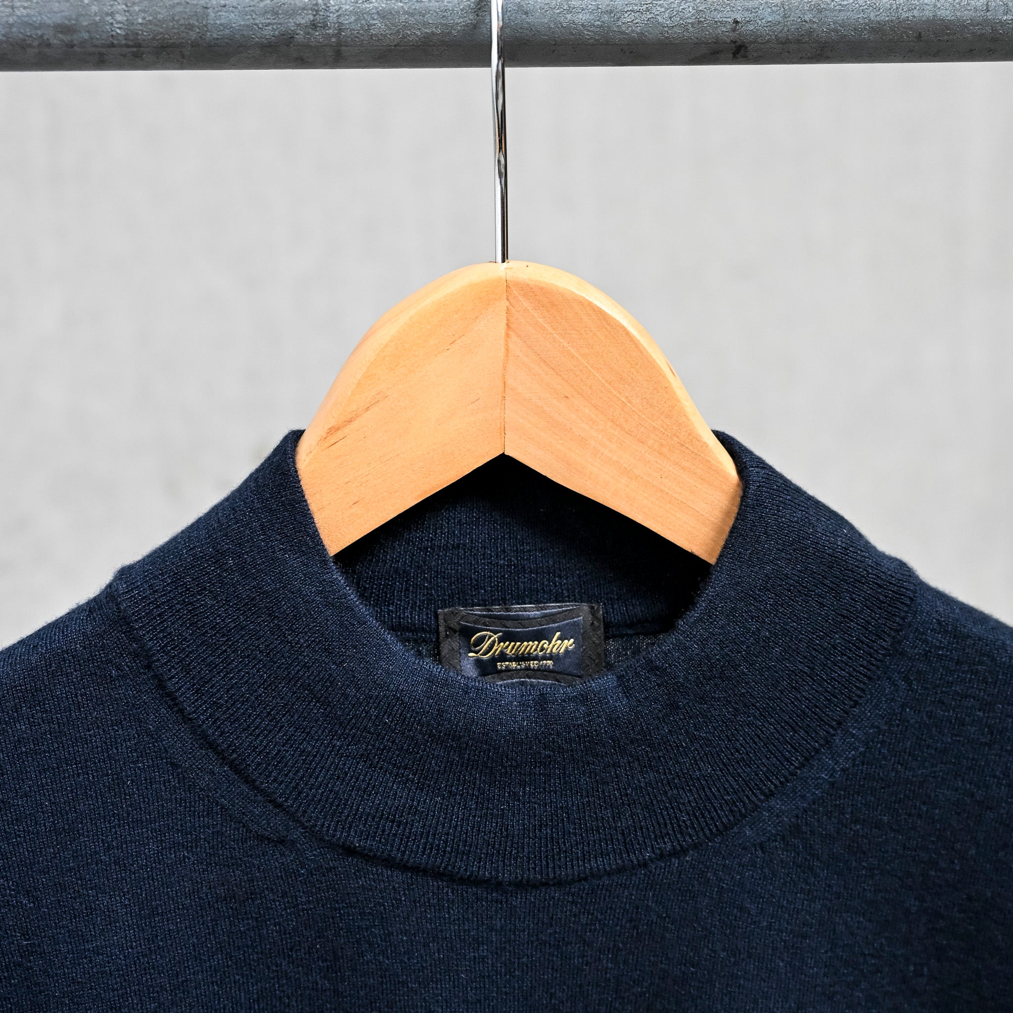Drumohr Luxury 30G Cashmere Mock Neck Blu Notte