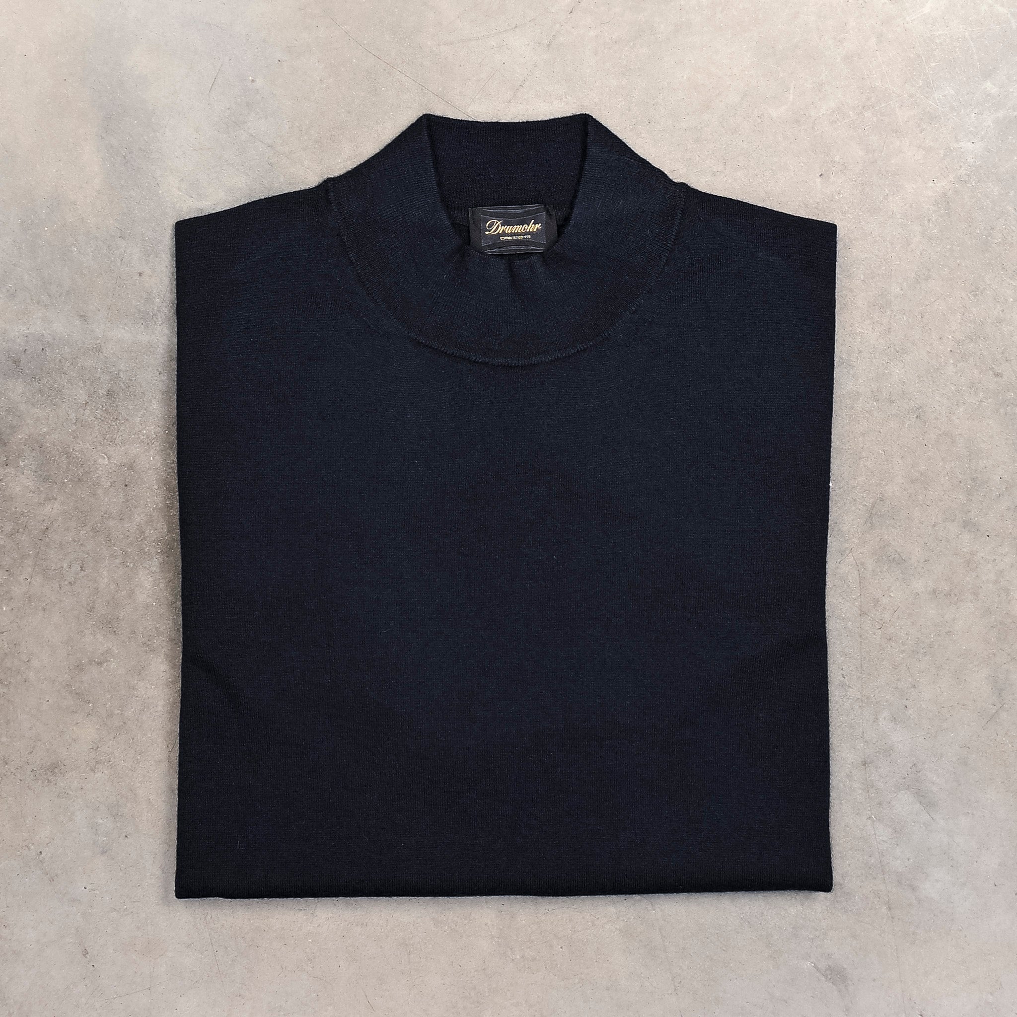Drumohr Luxury 30G Cashmere Mock Neck Blu Notte