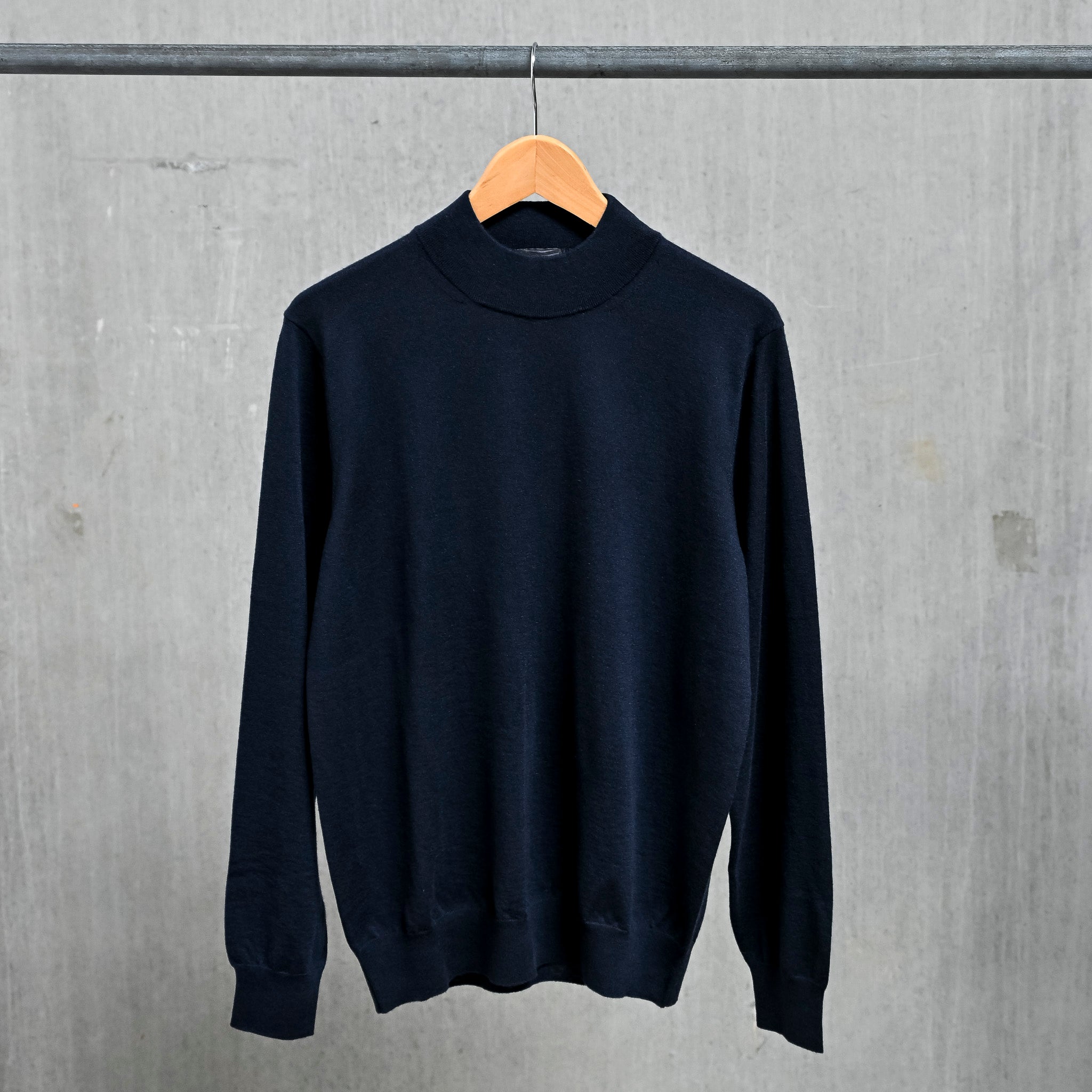 Drumohr Luxury 30G Cashmere Mock Neck Blu Notte