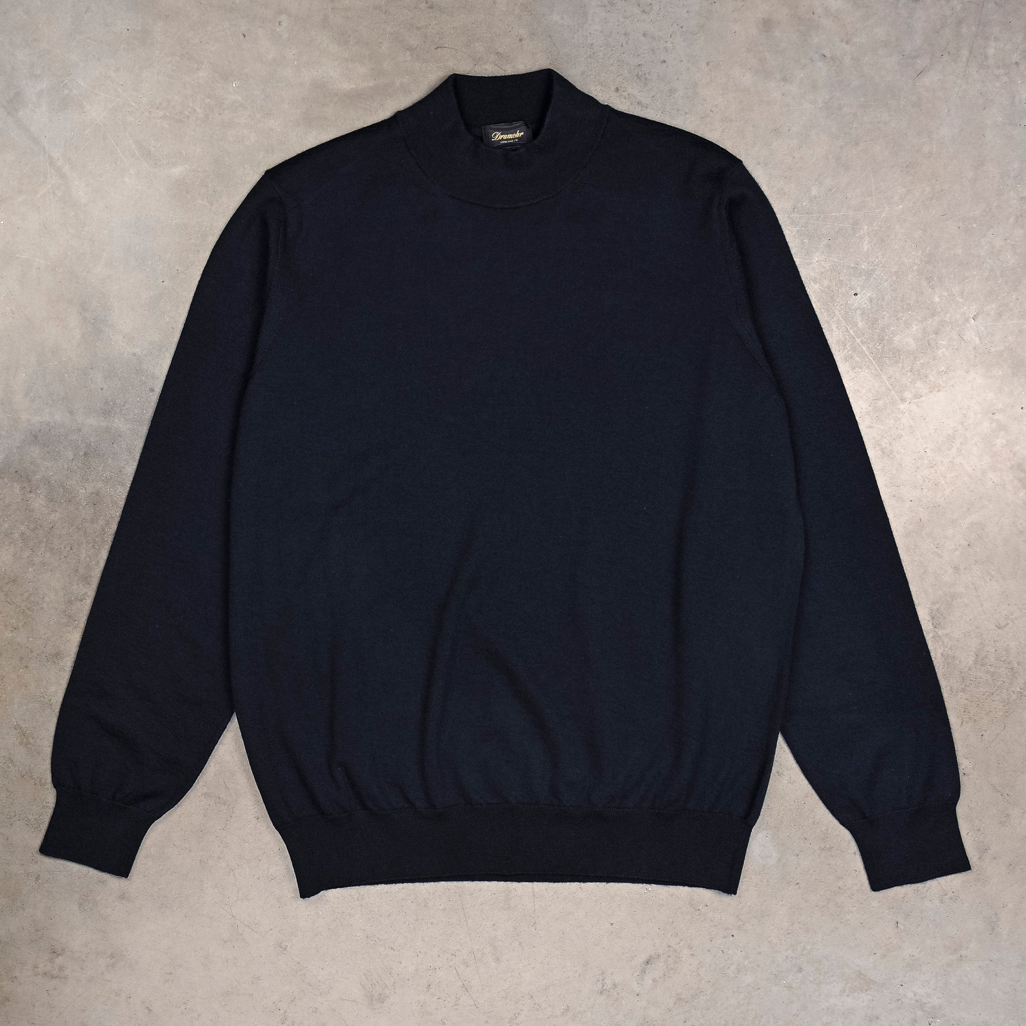 Drumohr Luxury 30G Cashmere Mock Neck Blu Notte