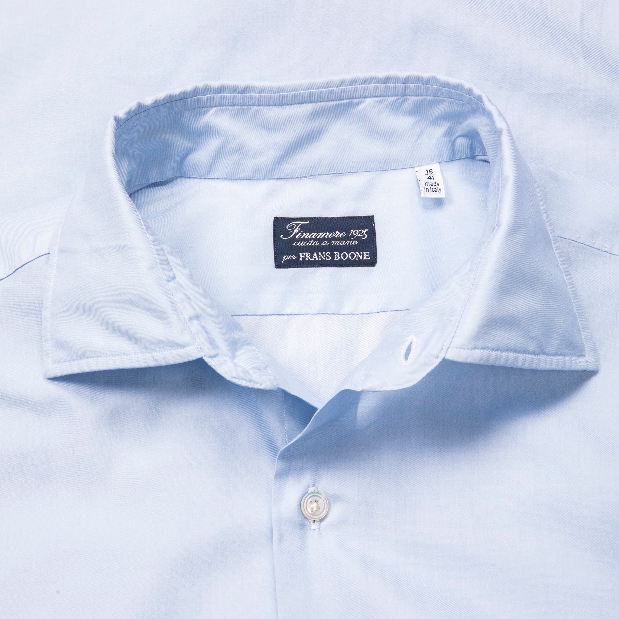 Finamore Napoli Collo Luigi Carlo Riva 180&#39;s Twill Shirt Azzurro