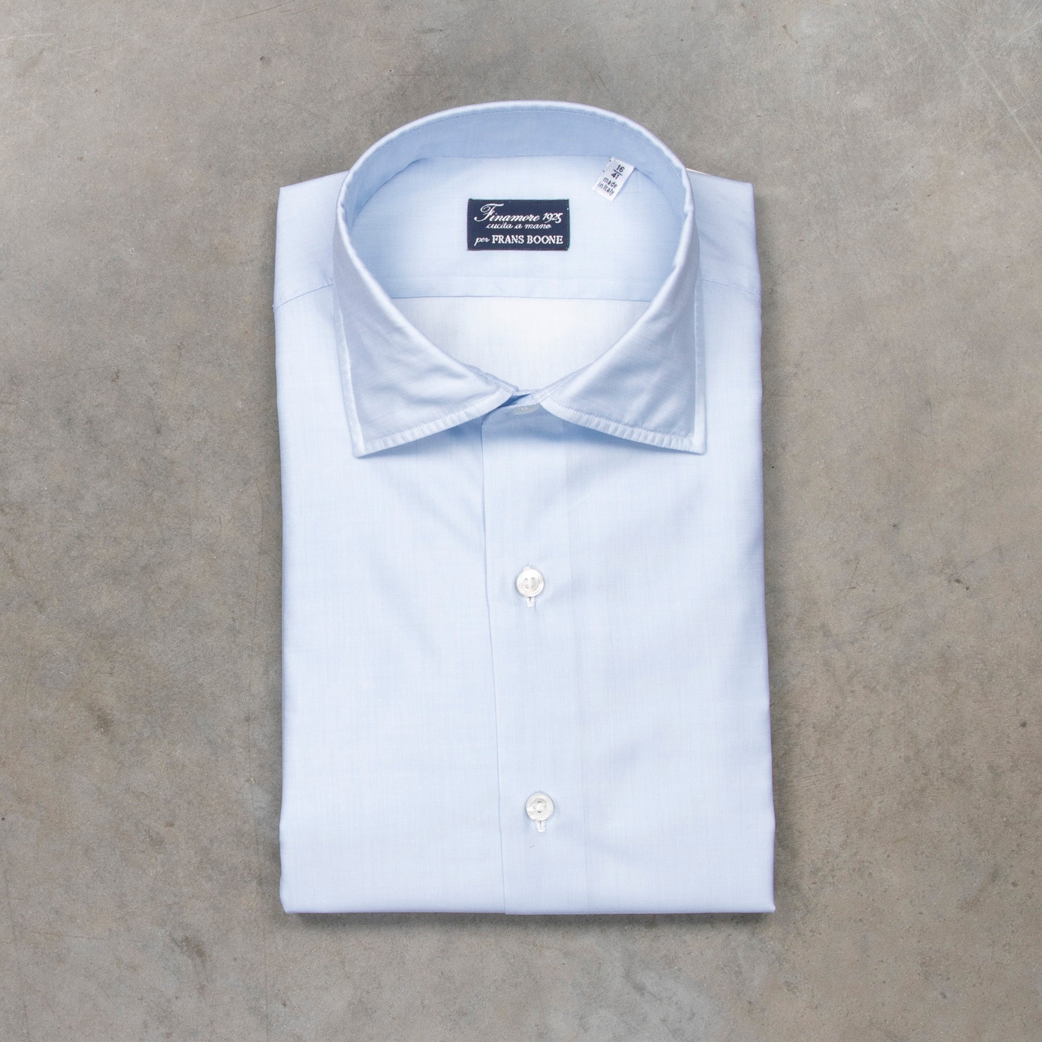 Finamore Milano Collo Luigi Carlo Riva 180's Twill Shirt Azzurro