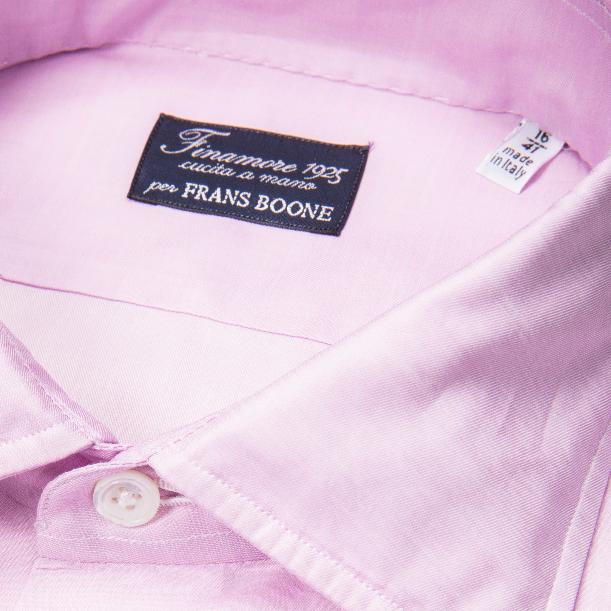 Finamore Milano Collo Luigi Carlo Riva 180&#39;s Twill Shirt Rosa Malva