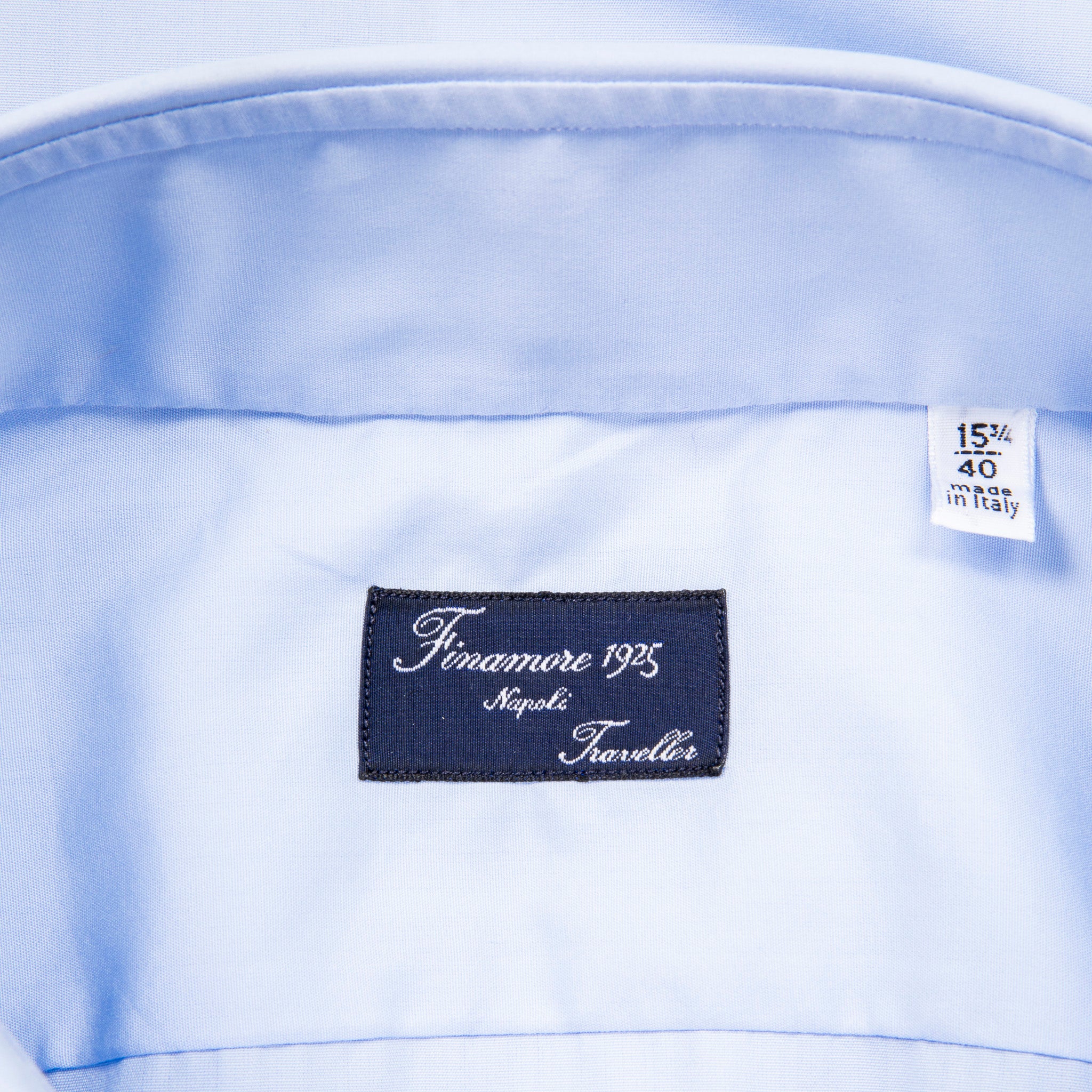 Finamore 'Traveller' Shirt Napoli Fit Collar Eduardo Blue Alumo