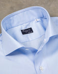 Finamore 'Traveller' Shirt Milano Fit Collar Eduardo Alumo Blue Poplin