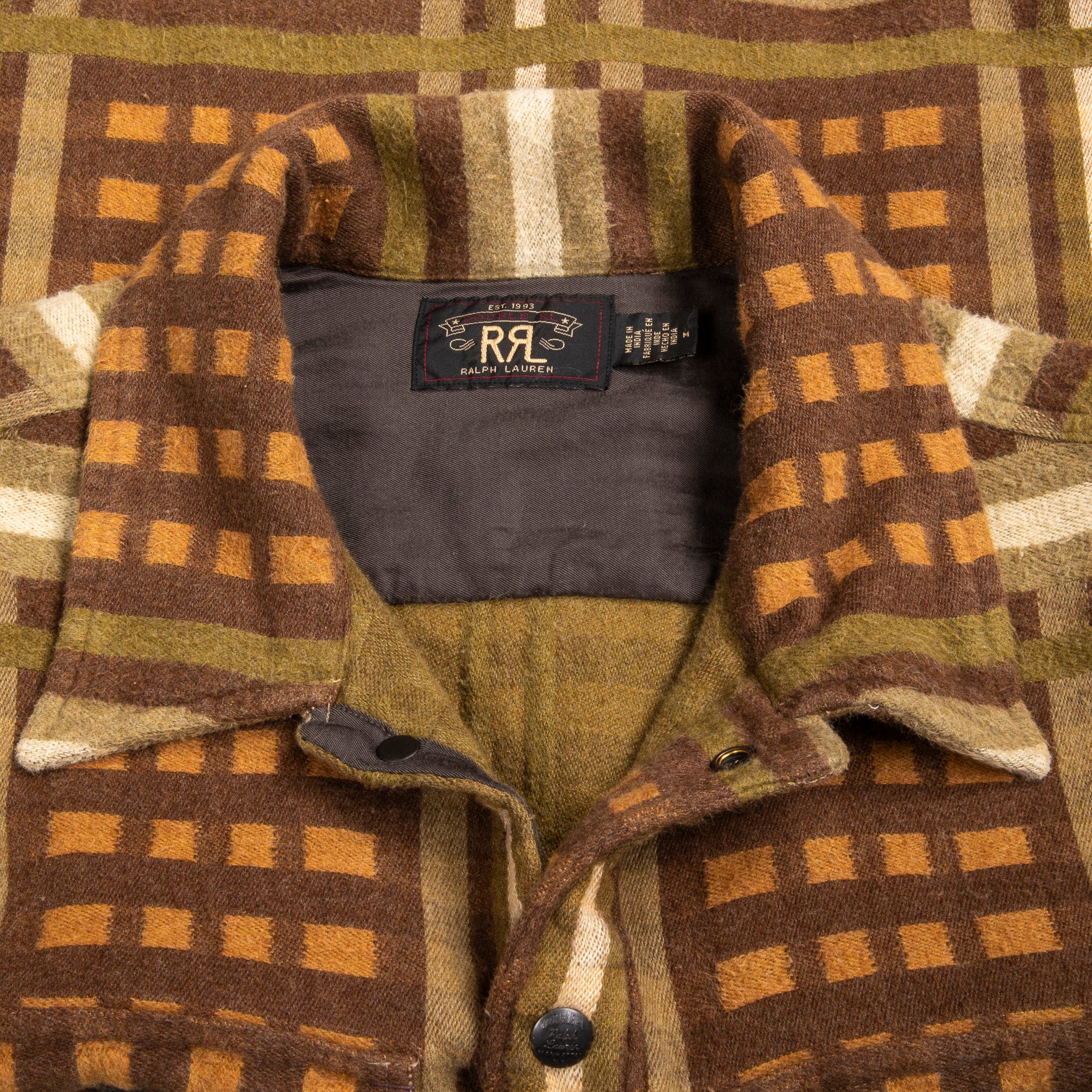 RRL Nelson Overshirt Jacquard Plaid Brown