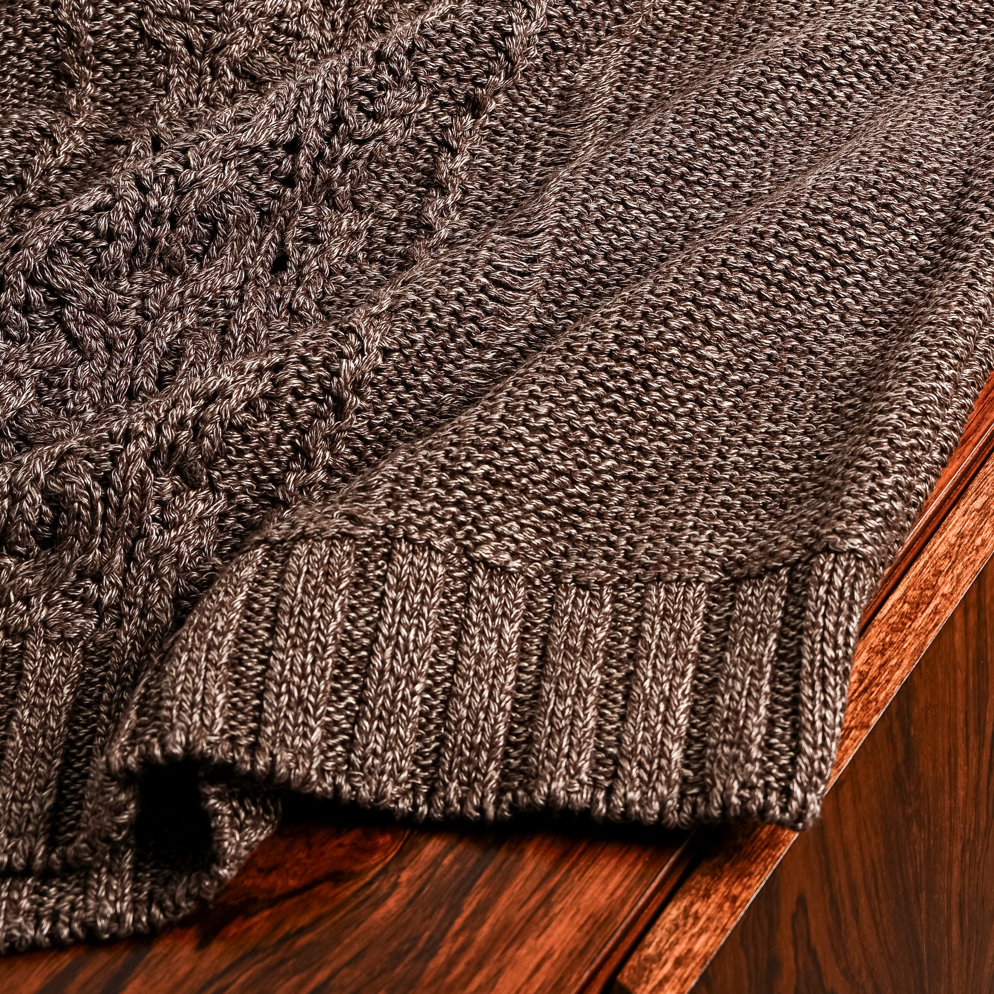 Olde H &amp; Daughter Silk-Linen Cable Knit Espresso