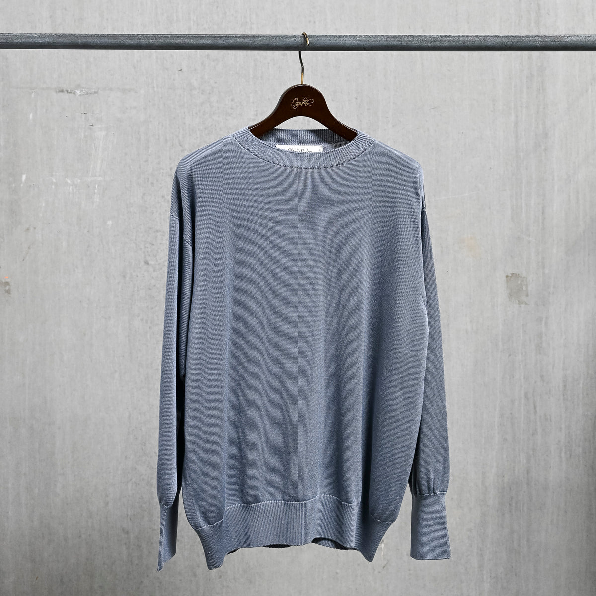 Olde H & Daughter Silk Plain Stitch Crew Neck Sweater Blue Stone 