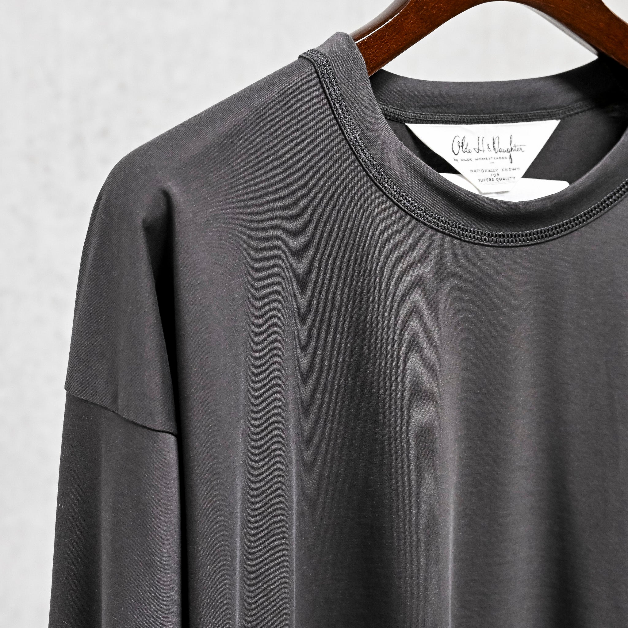 Olde H &amp; Daughter Suvin Cotton Plain Stitch Crew Neck L/S Ink Black