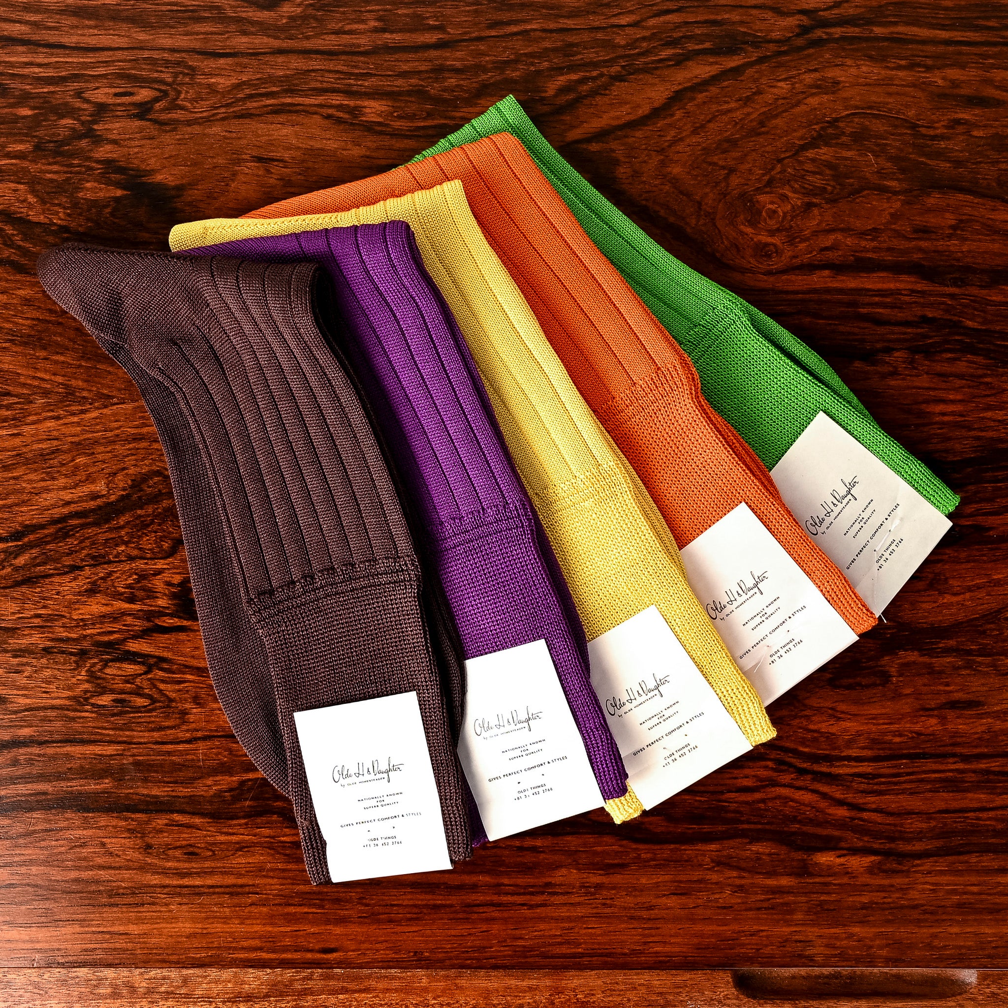 Olde H &amp; Daughter Ribbed Silk Socks Sun