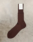 Olde H & Daughter Ribbed Silk Socks Espresso