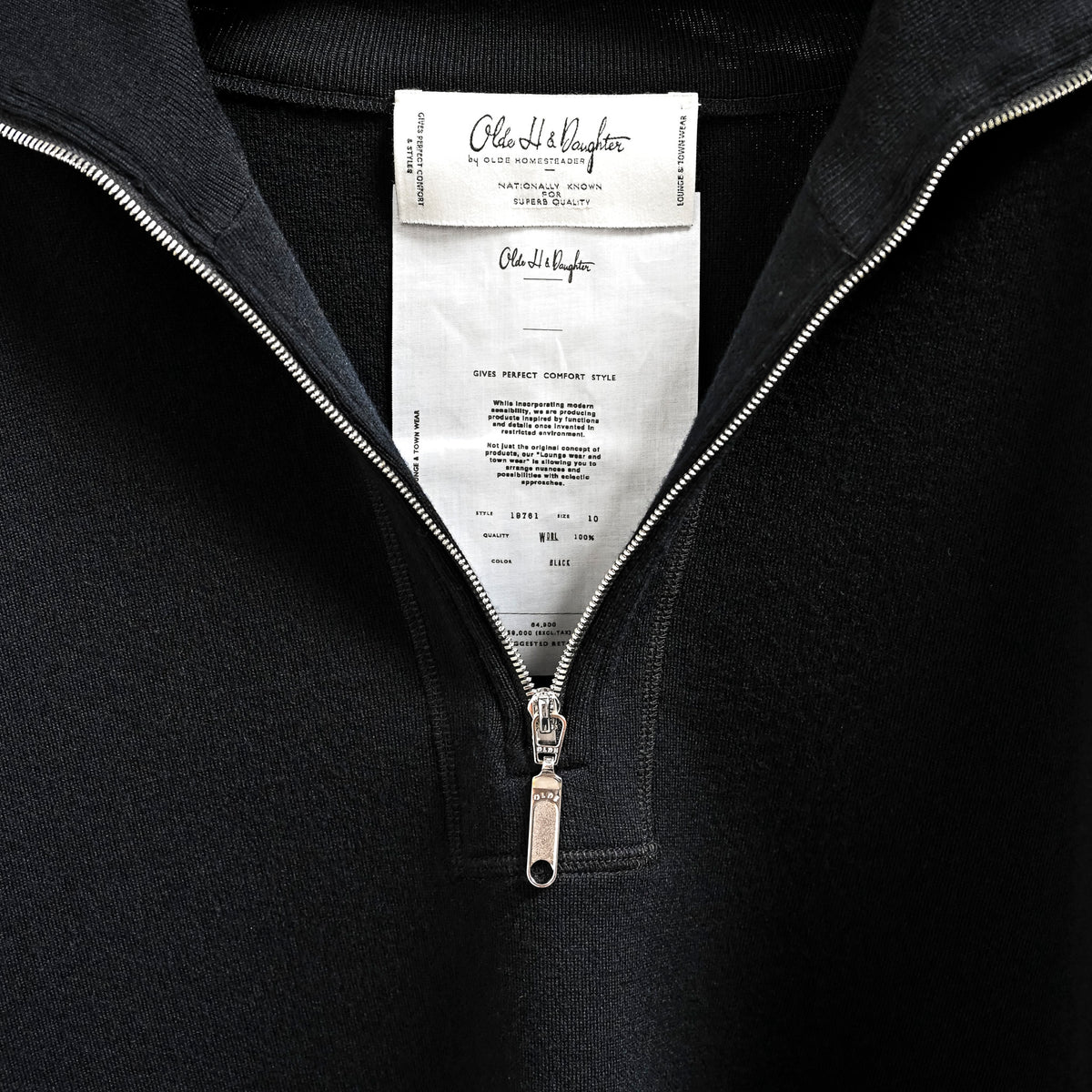Olde H &amp; Daughter Wool Track Half Zip Black