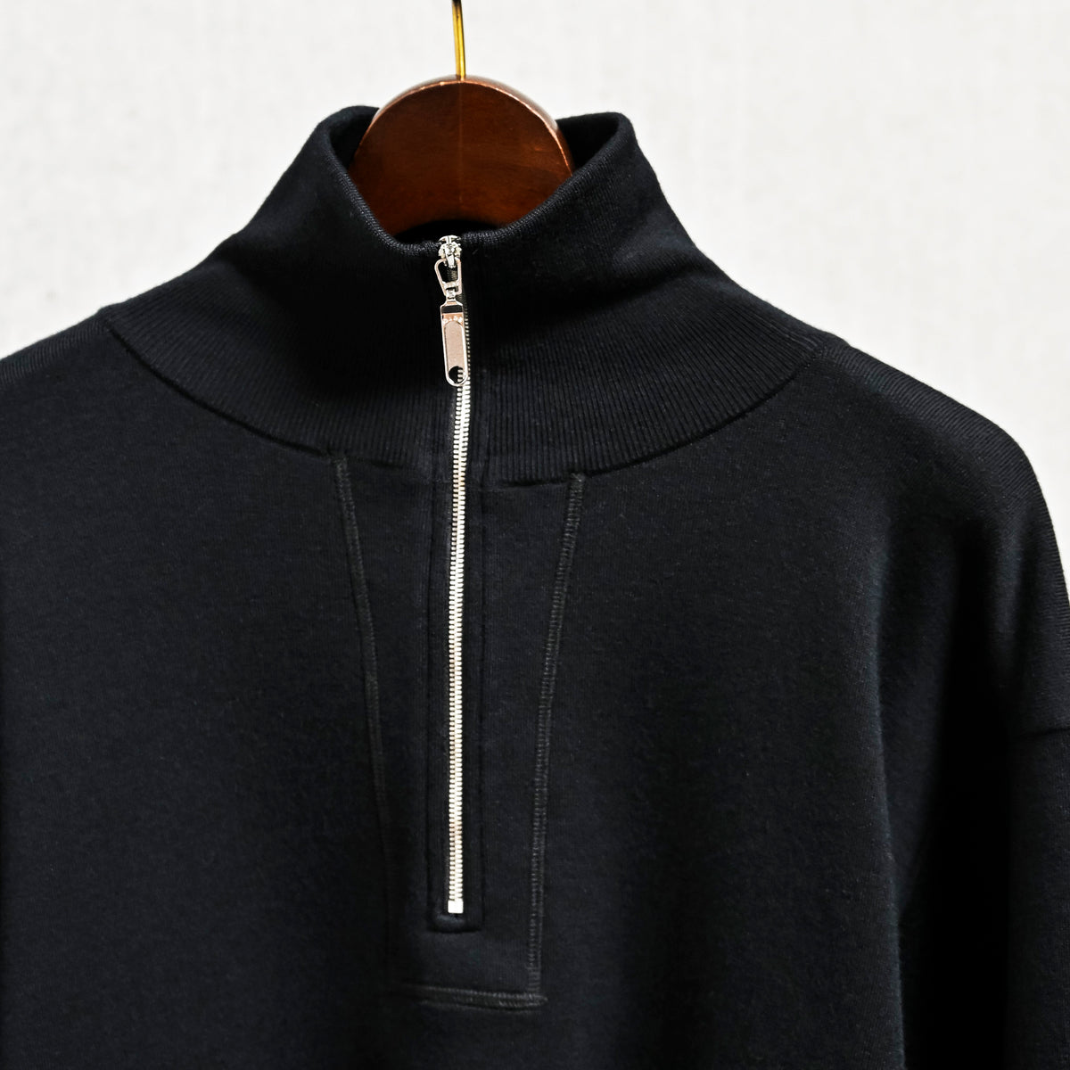 Olde H &amp; Daughter Wool Track Half Zip Black