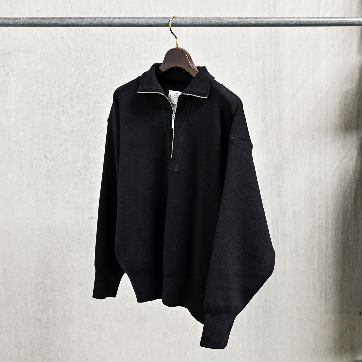 Olde H &amp; Daughter Wool Track Half Zip Black