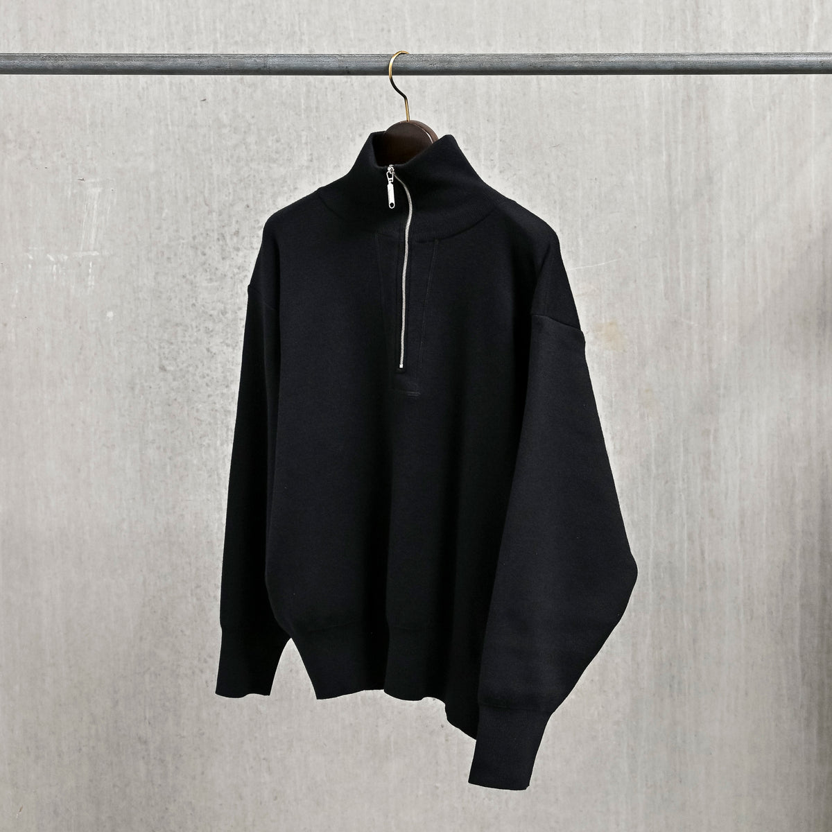 Olde H &amp; Daughter Wool Track Half Zip Black