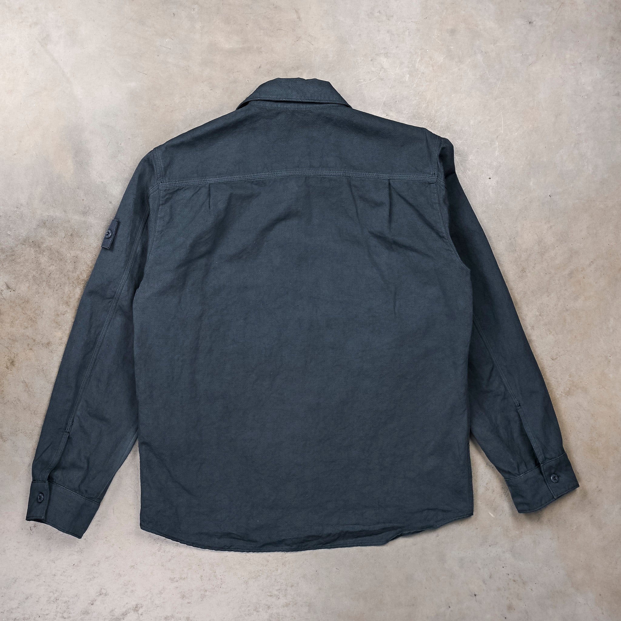 Stone Island Ghost Cotton Linen Canvas Overshirt Slate Blue