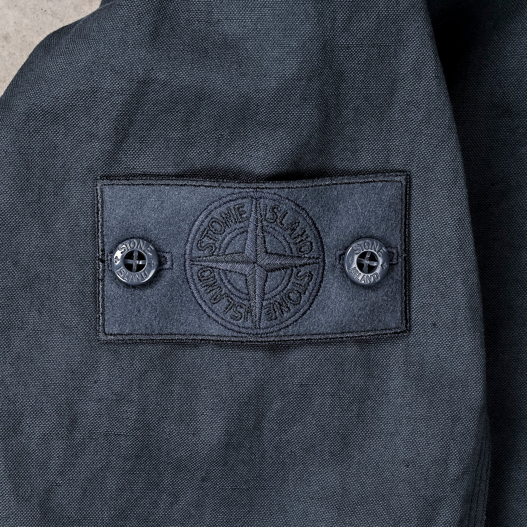 Stone Island Ghost Cotton Linen Canvas Overshirt Slate Blue