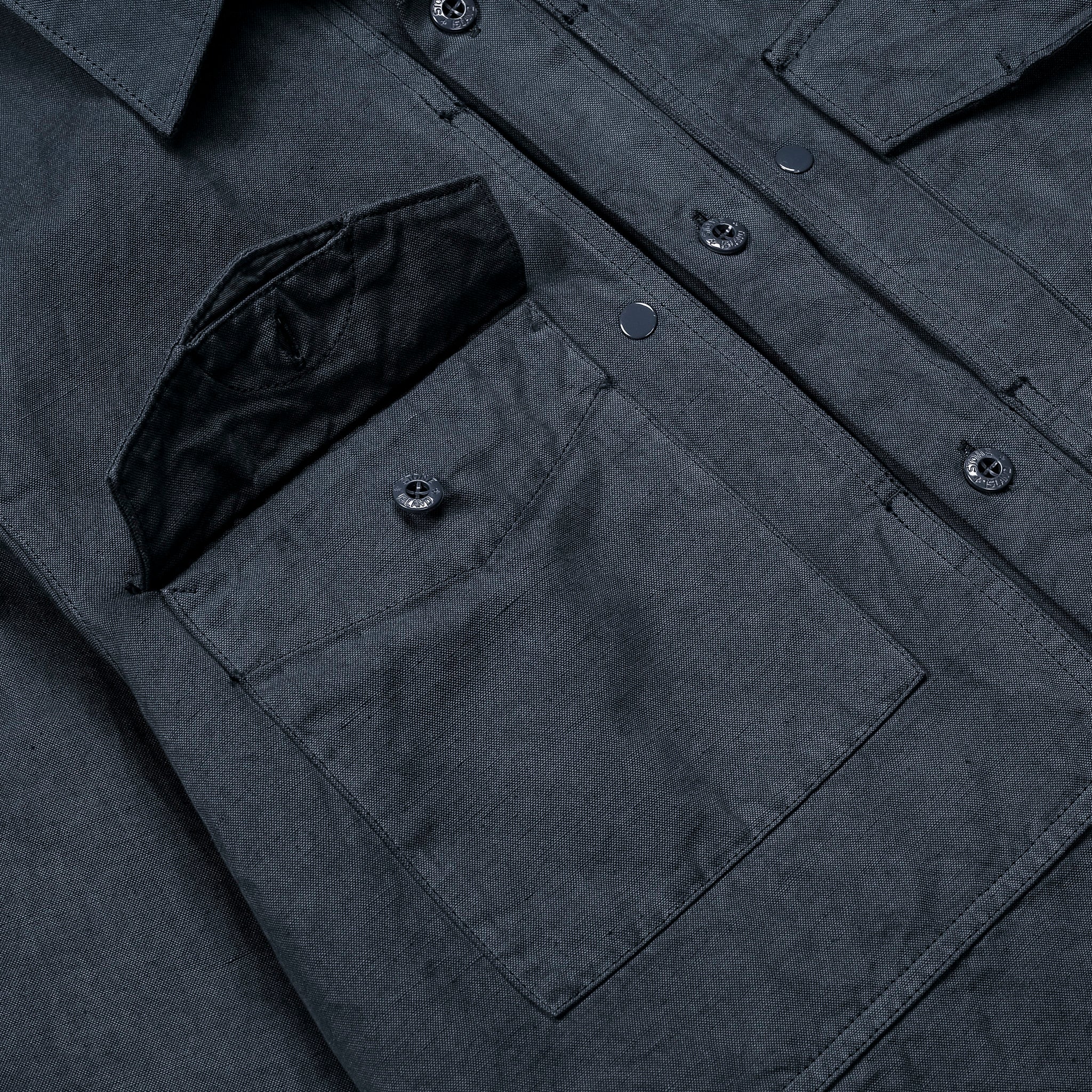 Stone Island Ghost Cotton Linen Canvas Overshirt Slate Blue
