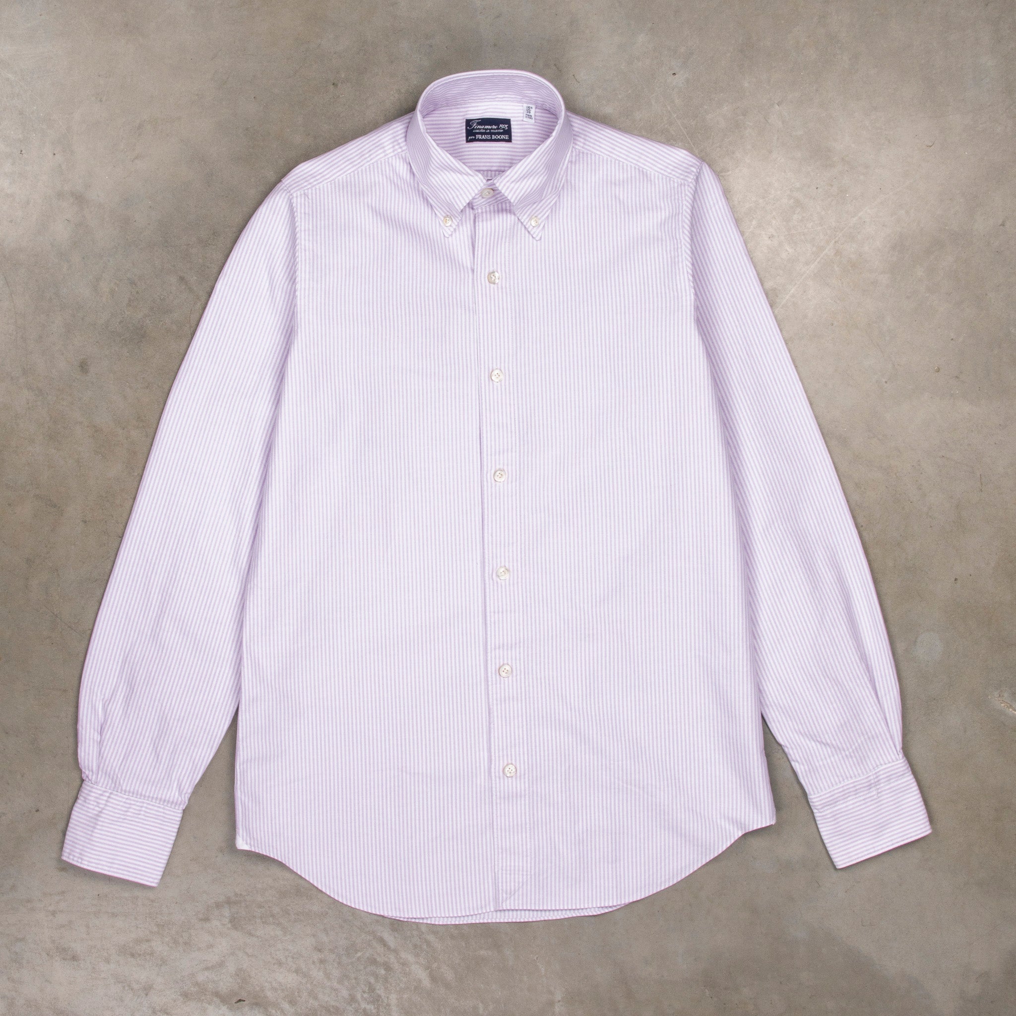 Finamore Tokyo Shirt Lucio Collar Oxford Lilac Stripe