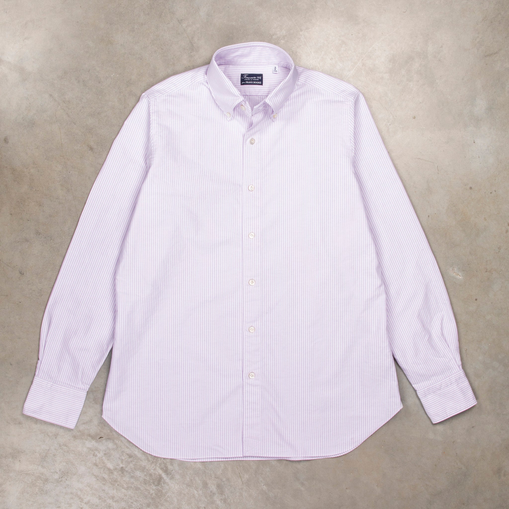 Finamore Gaeta Shirt Lucio Collar Oxford Lilac Stripe