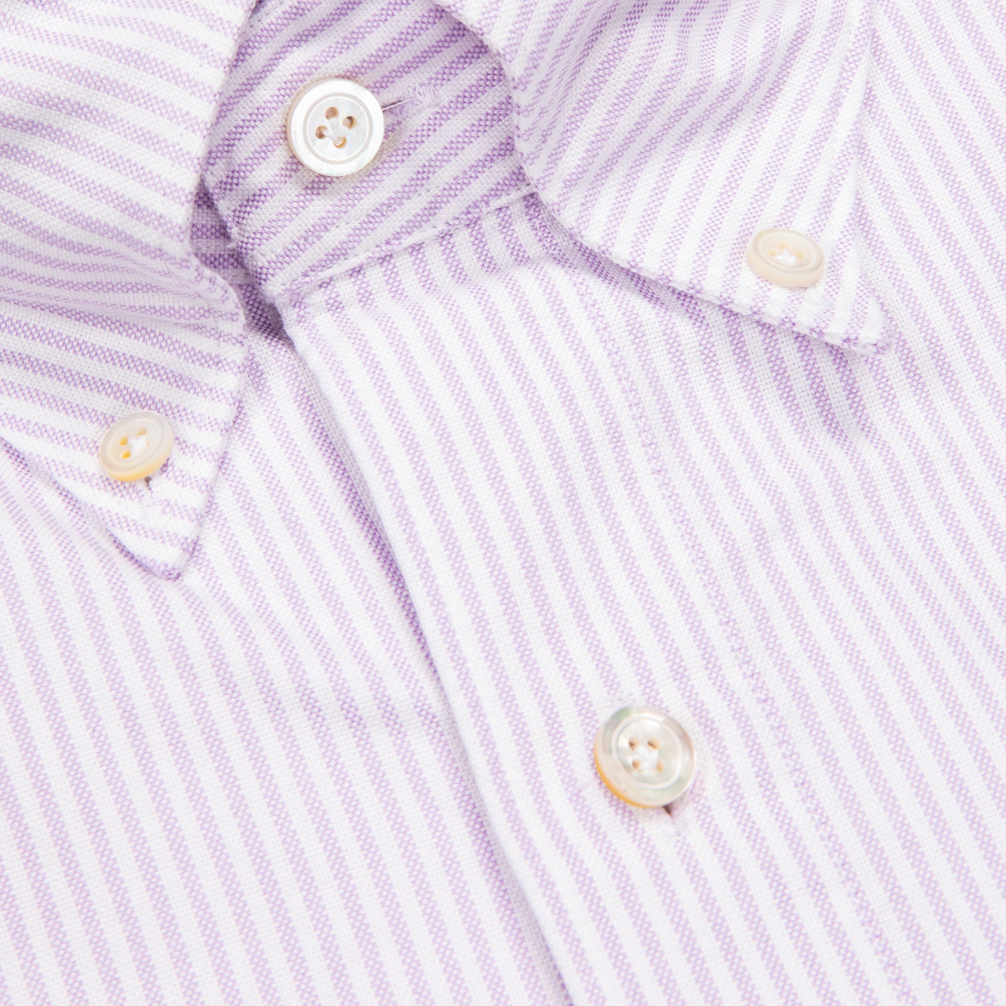 Finamore Gaeta Shirt Lucio Collar Oxford Lilac Stripe