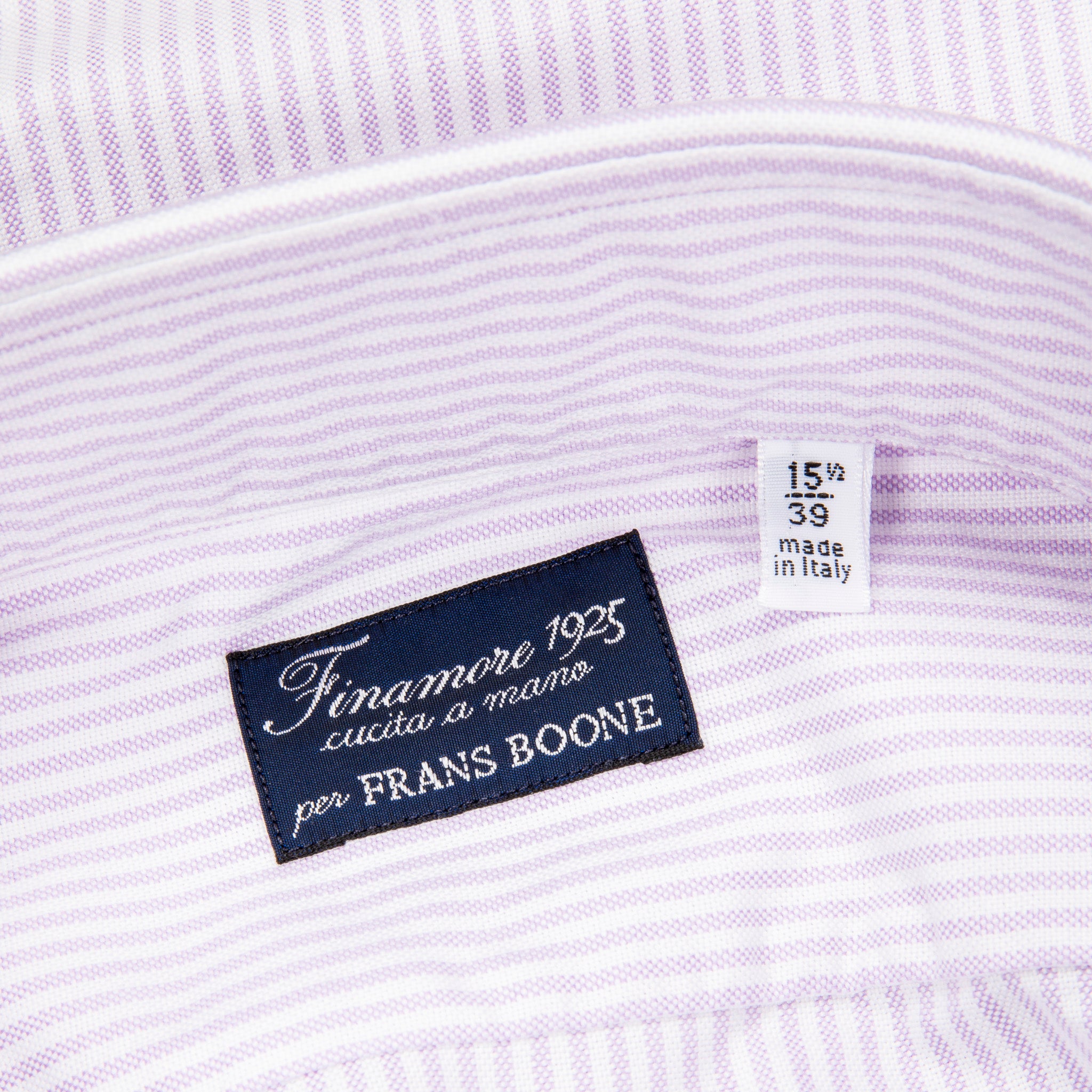 Finamore Gaeta Shirt Lucio Collar Oxford Lilac Stripe