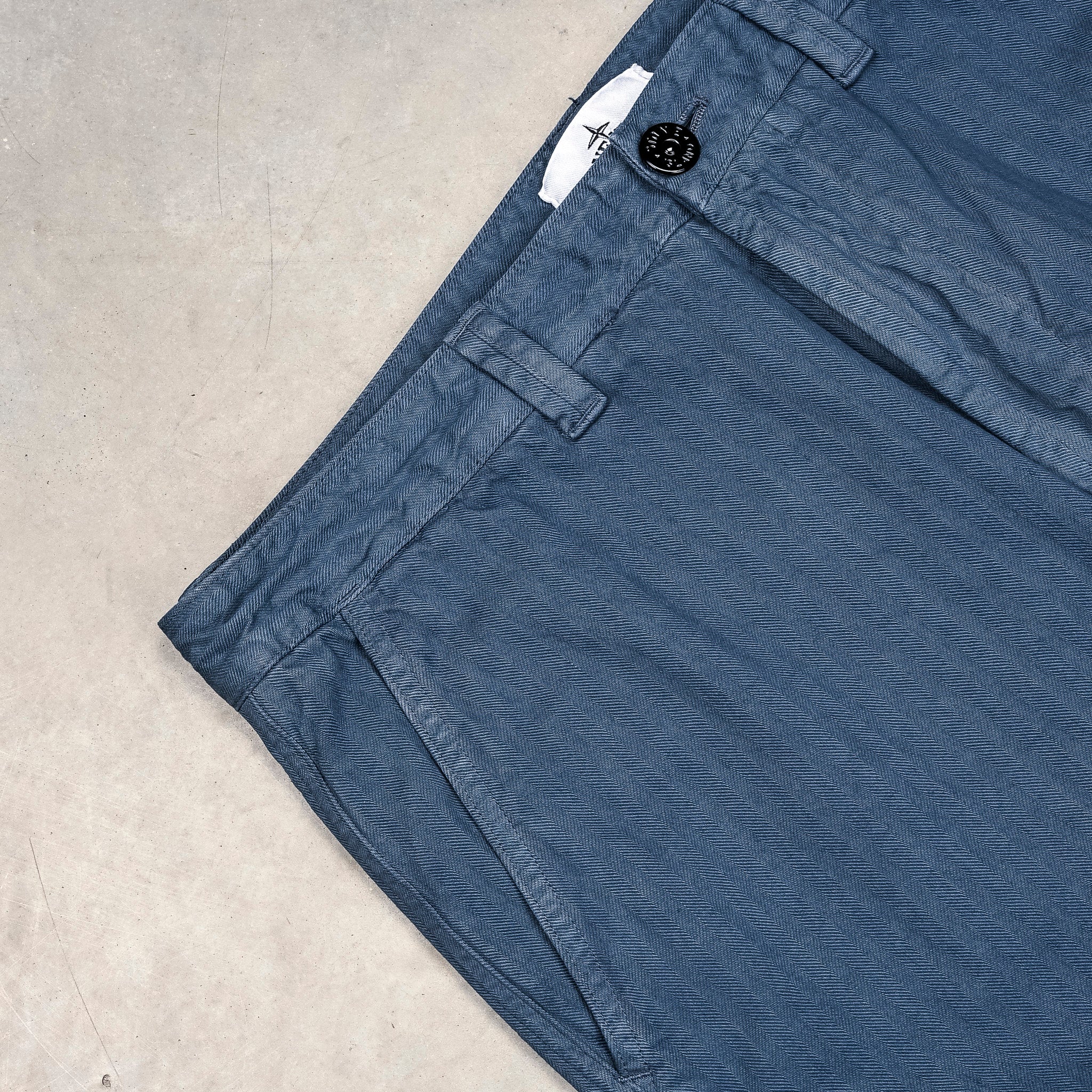 Stone Island Cotton Herringbone Trousers Slate Blue