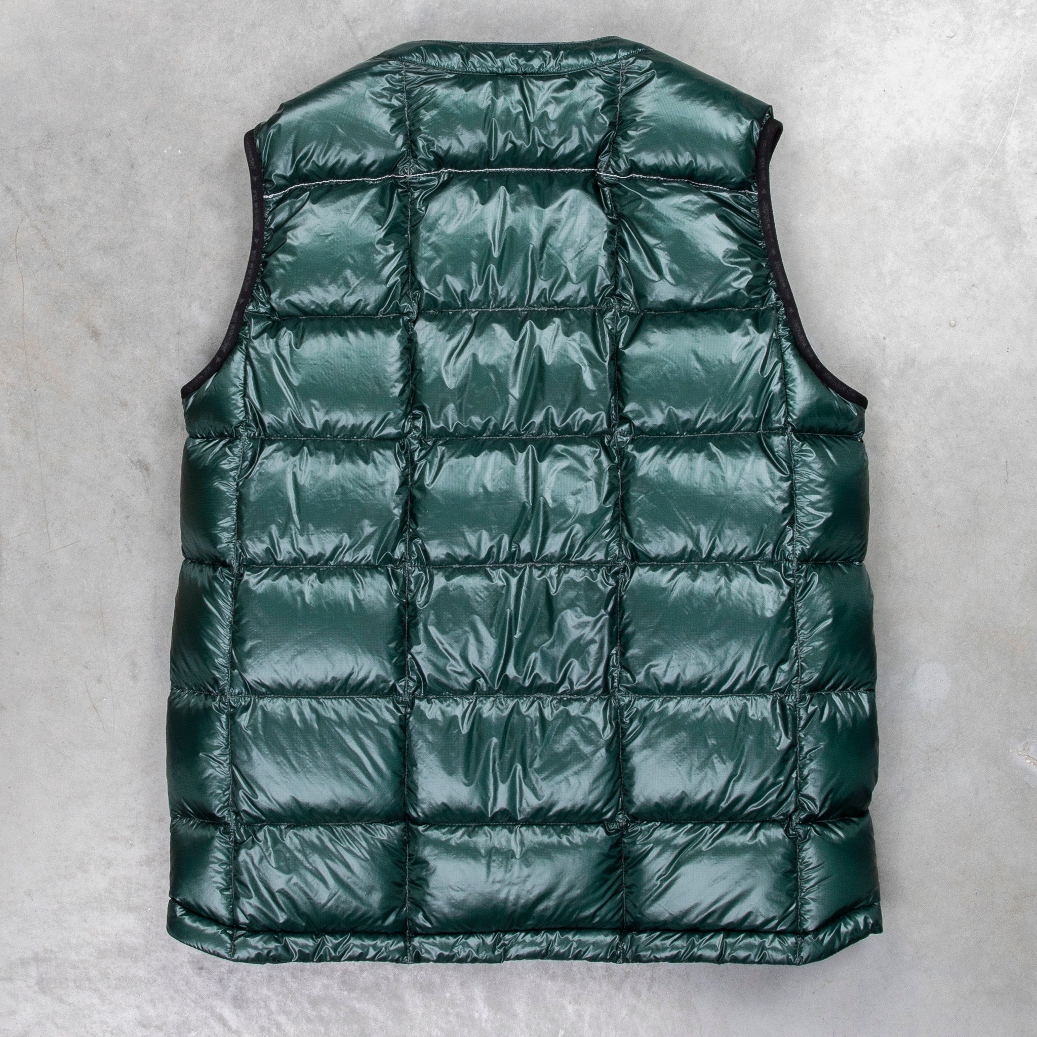 And Wander Diamond Stitch Down Vest Green