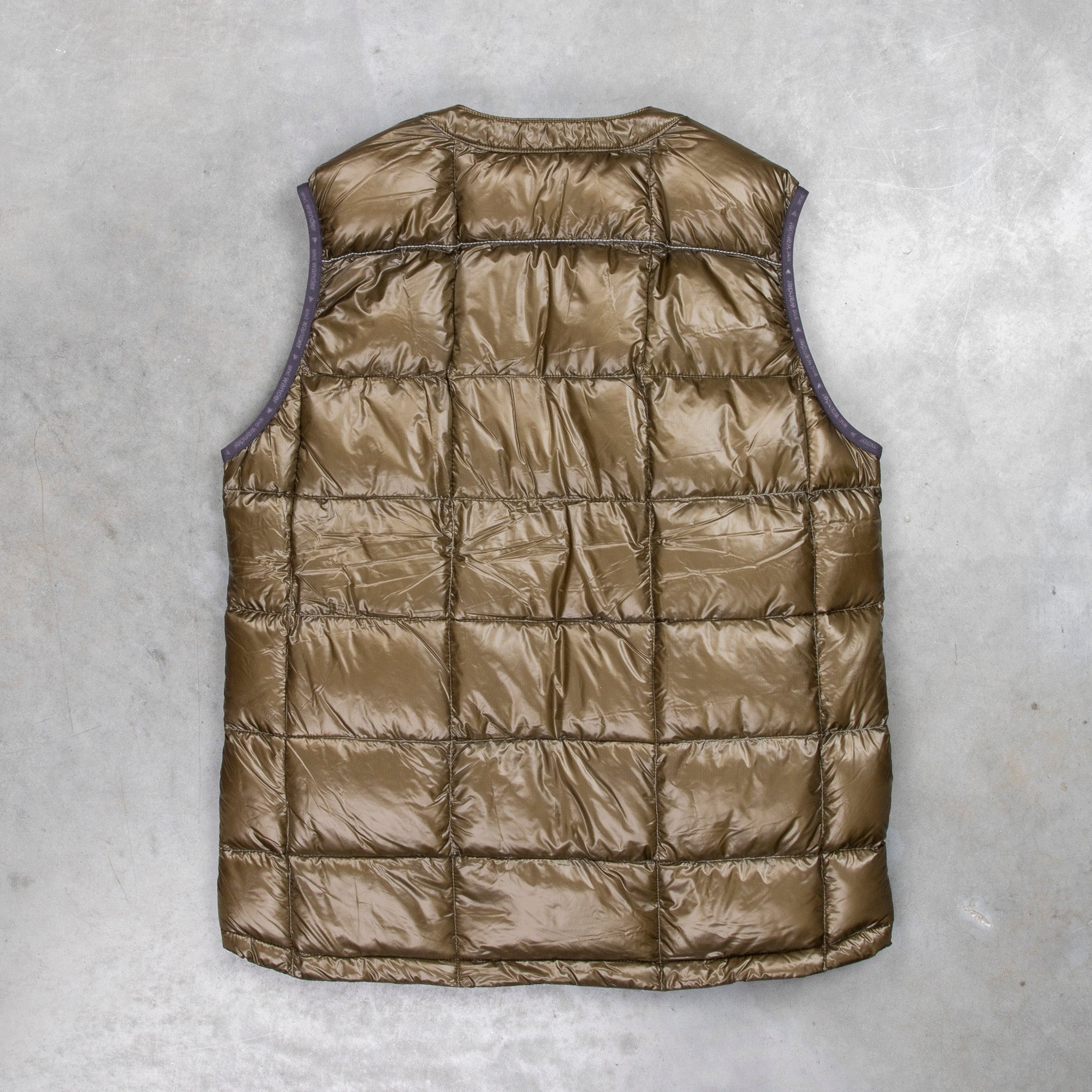 And Wander Diamond Stitch Down Vest Khaki