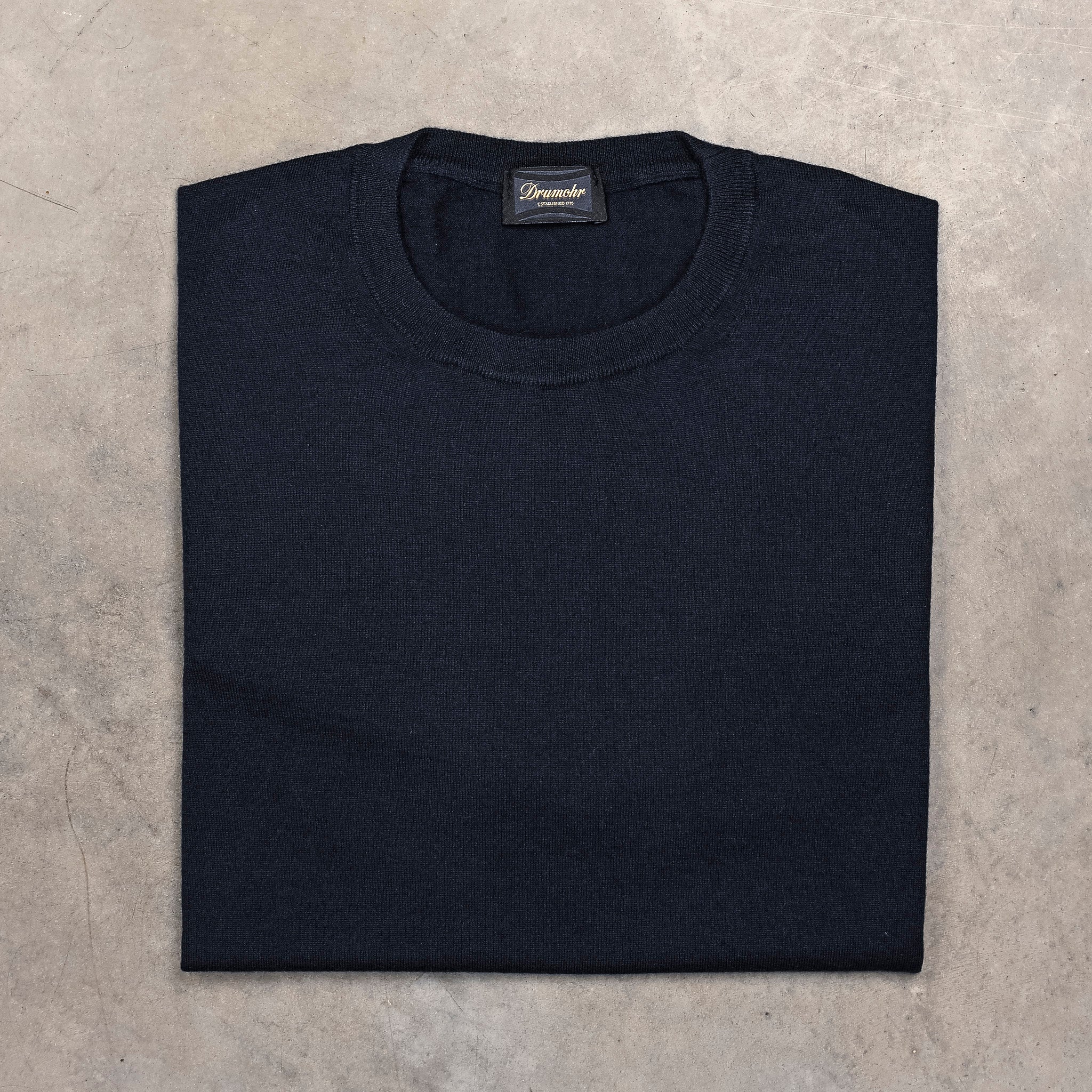 Drumohr Luxury 30G Cashmere Crew Neck Blu Notte