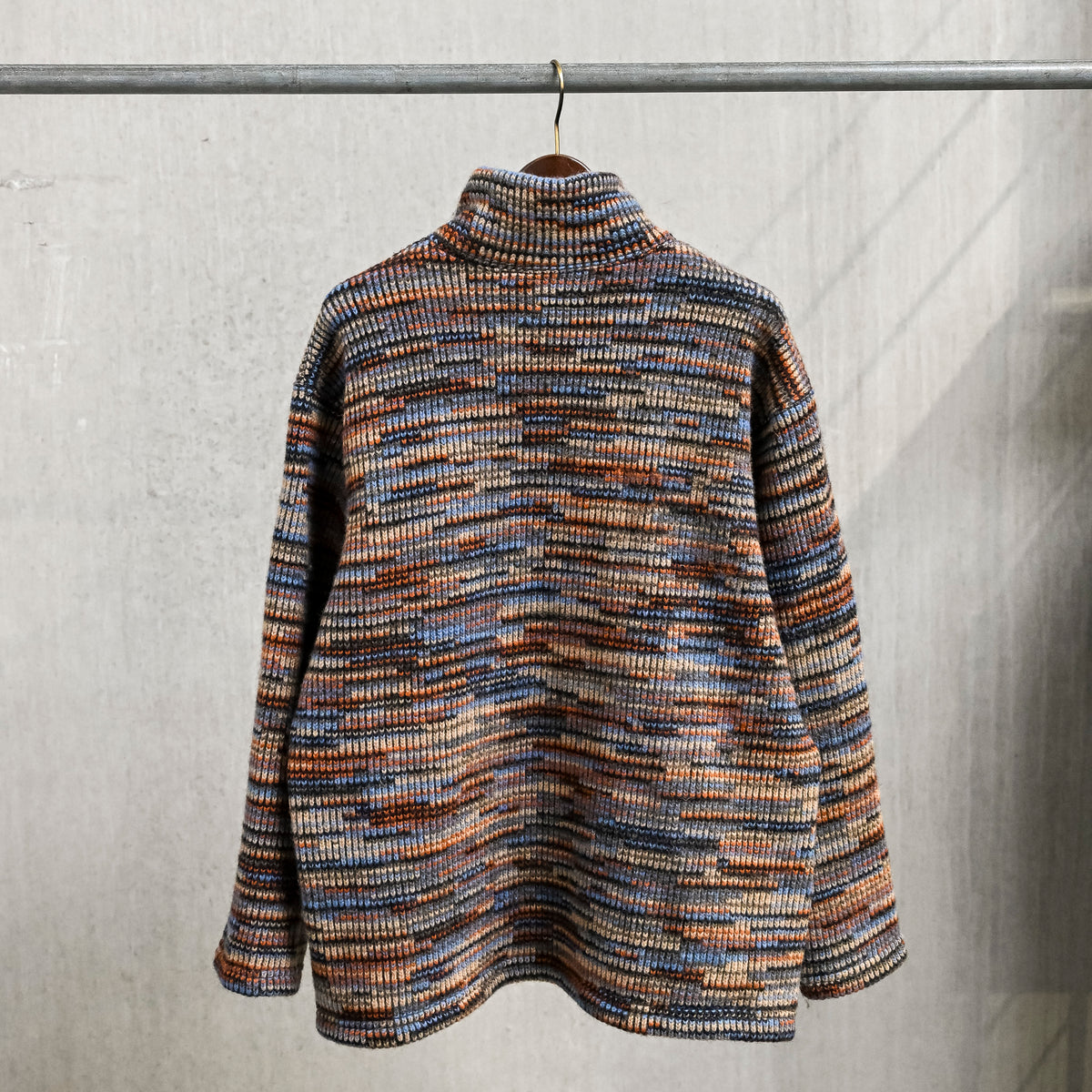 Engineered Garments Blue/Orange Wool Poly Knit Zip Mock Neck