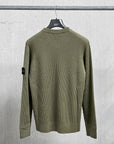 Stone Island Ribbed RWS Wool Knit Crew Neck Military Green