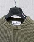 Stone Island Ribbed RWS Wool Knit Crew Neck Military Green