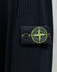 Stone Island Ribbed RWS Wool Knit Crew Neck Navy Blue
