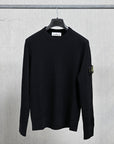 Stone Island Ribbed RWS Wool Knit Crew Neck Navy Blue