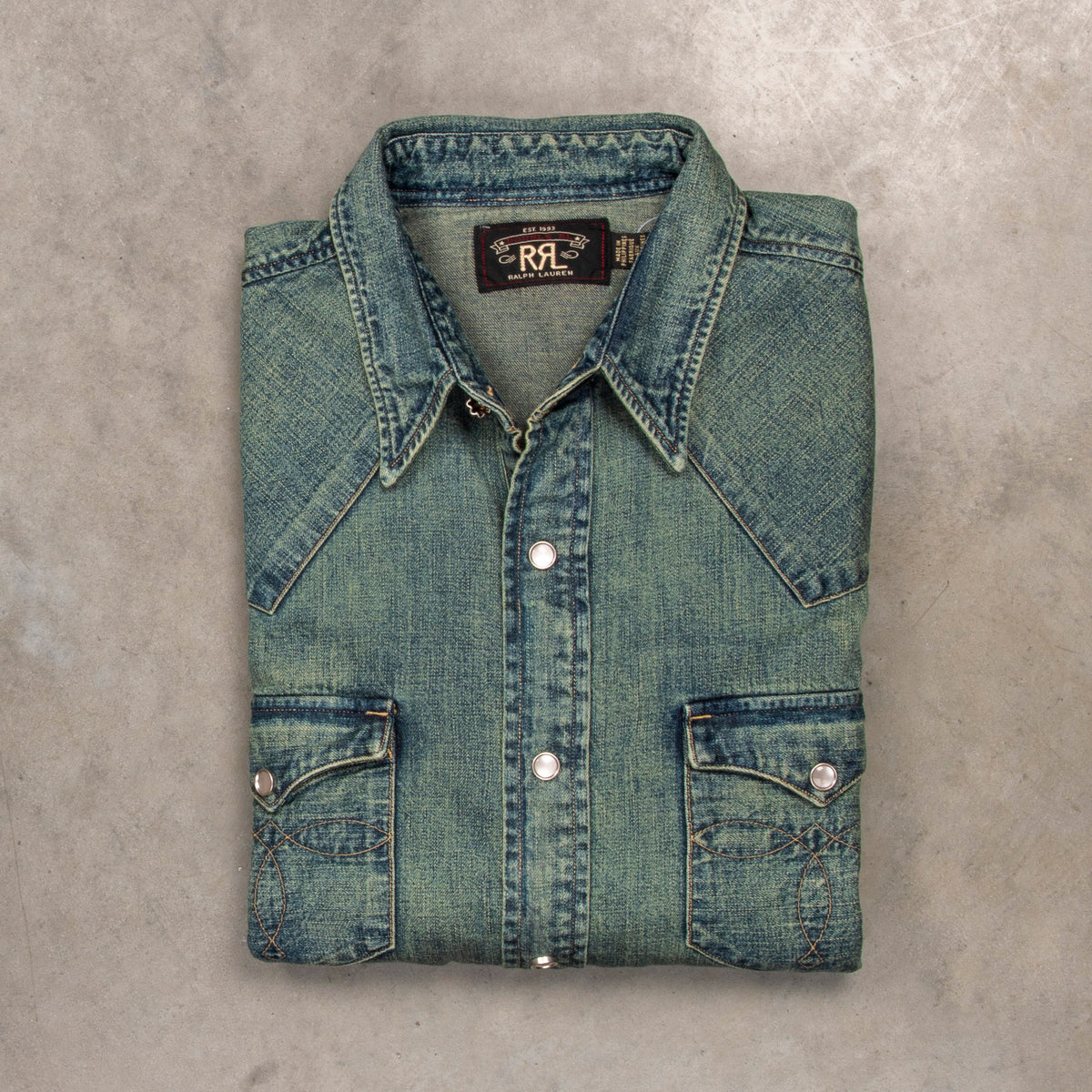 RRL Buffalo West Long Sleeve Sport Shirt Dark Wash – Frans Boone Store