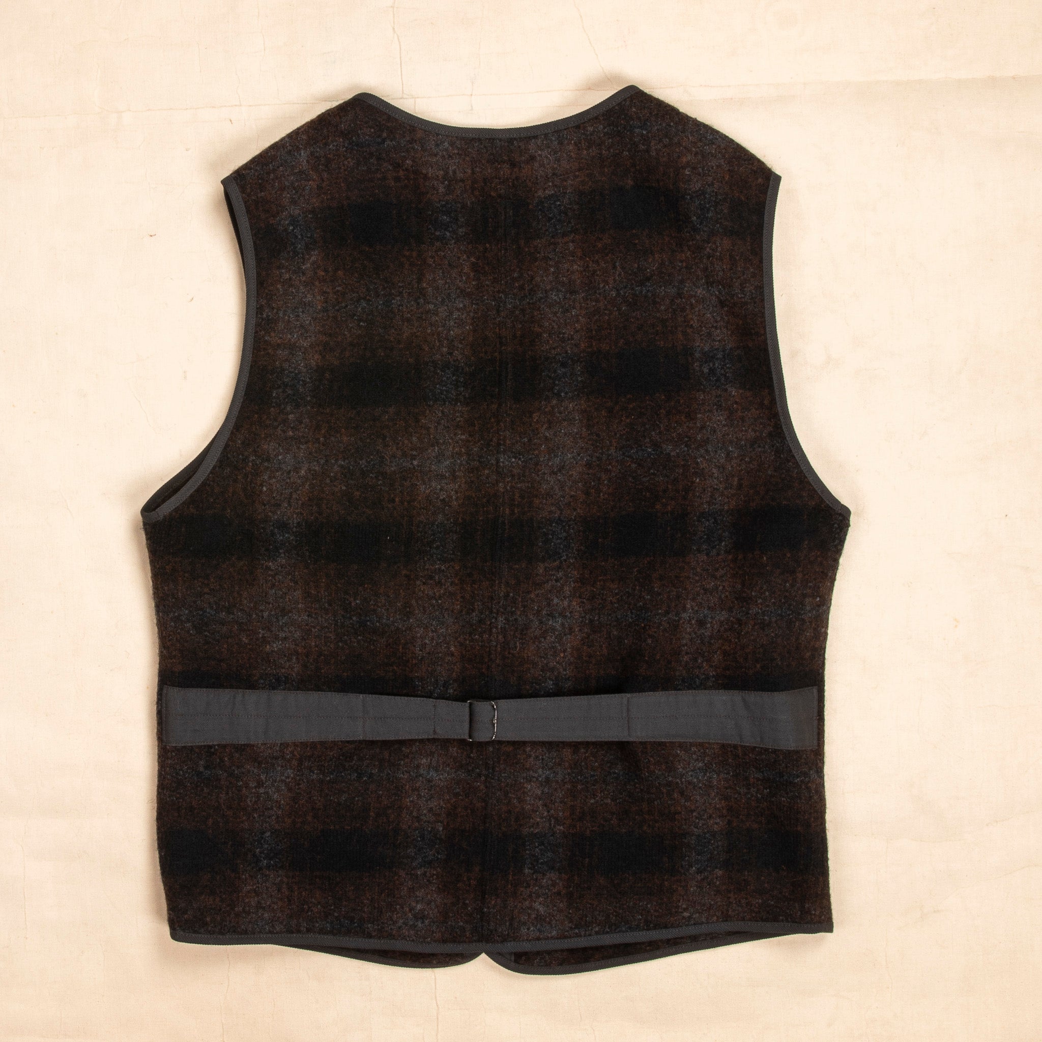 RRL Monroe Wool-Cotton Vest Brown Plaid
