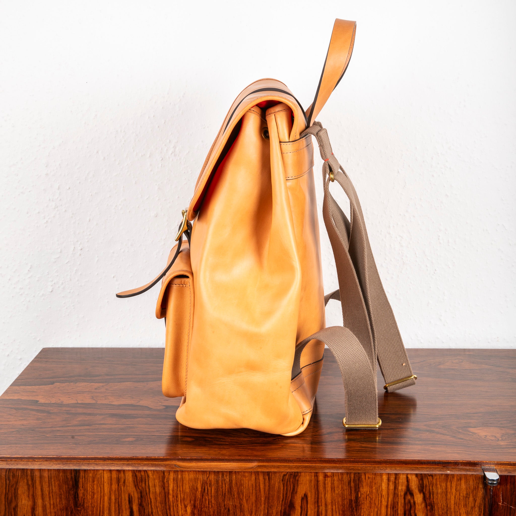 Croots Vegetable Tanned Leather Rucksack Natural