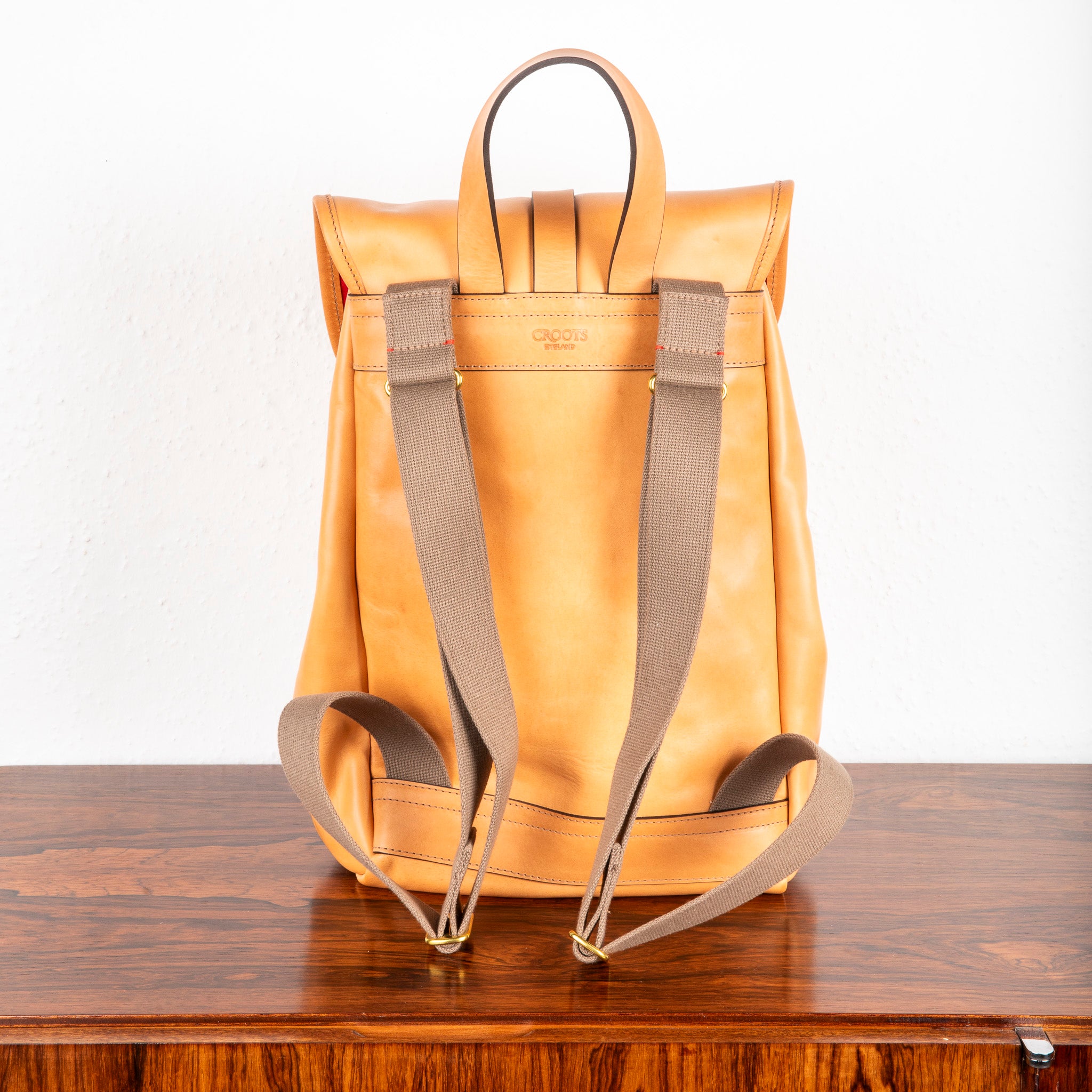 Croots Vegetable Tanned Leather Rucksack Natural