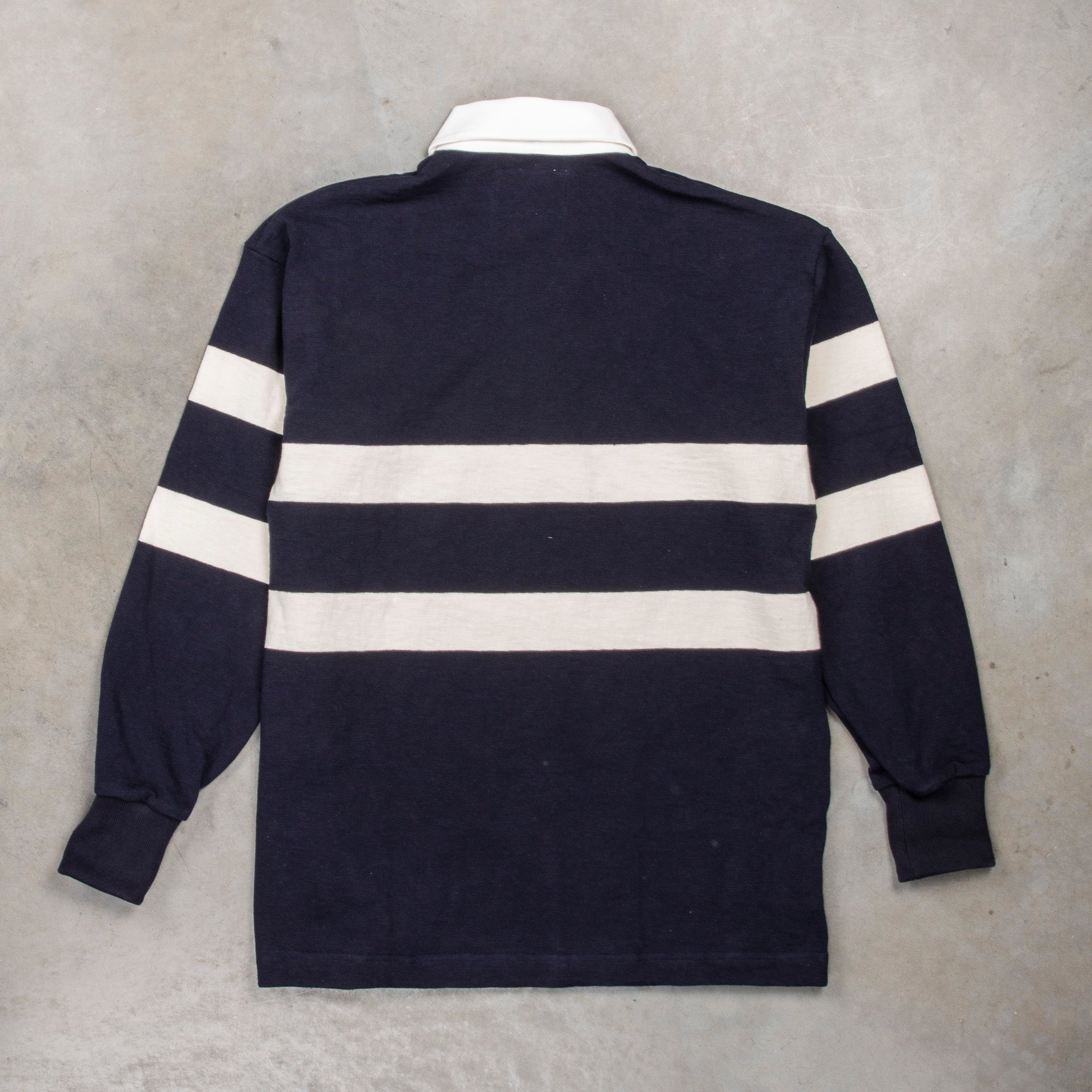 The Real McCoy&#39;s Climber&#39;s Striped Rugby Shirt Navy - Ecru