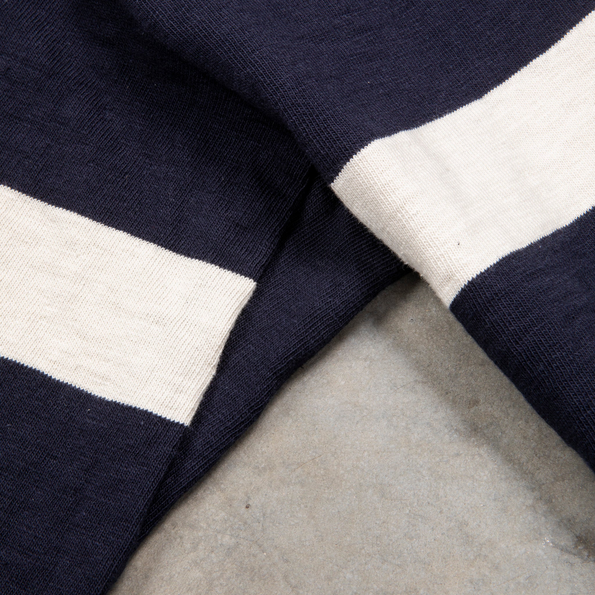 The Real McCoy&#39;s Climber&#39;s Striped Rugby Shirt Navy - Ecru