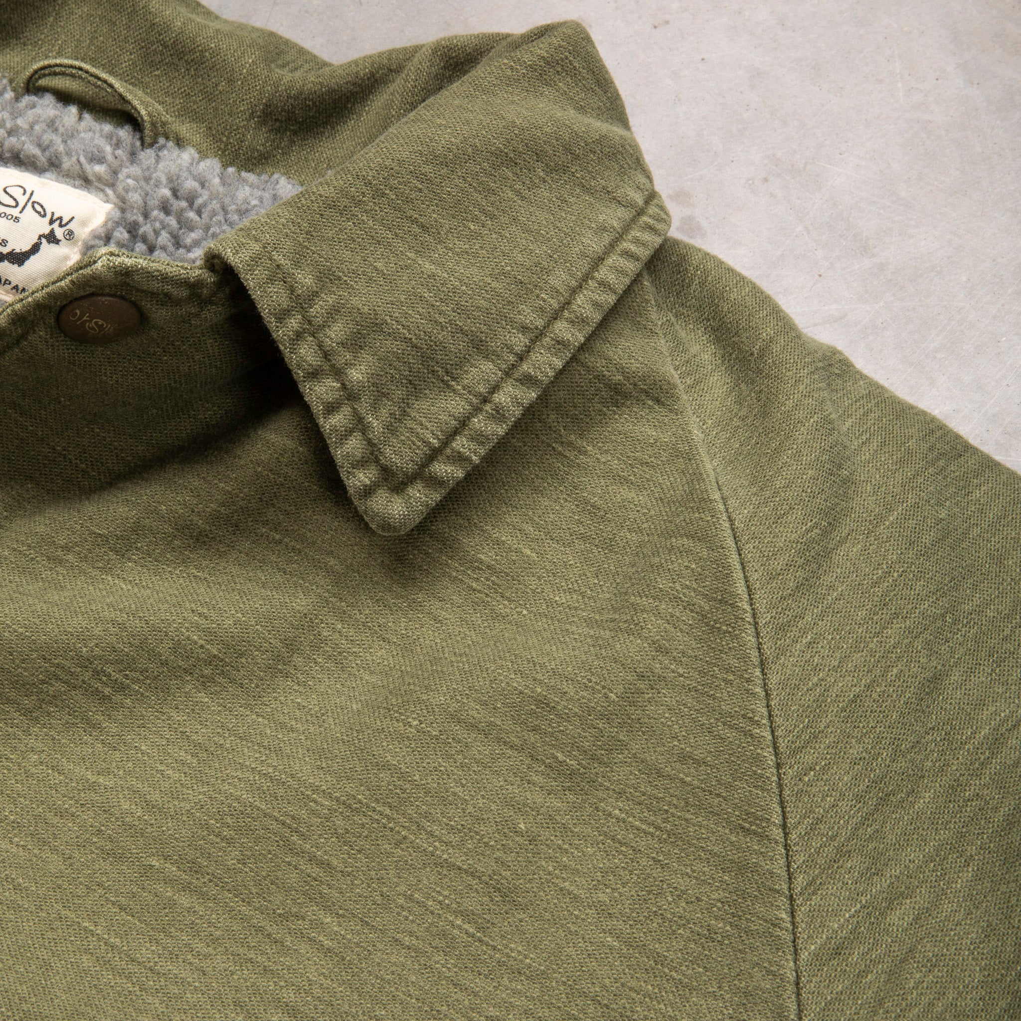 Orslow Vintage Washed Coach Jacket With Fleece Lining Dark Olive