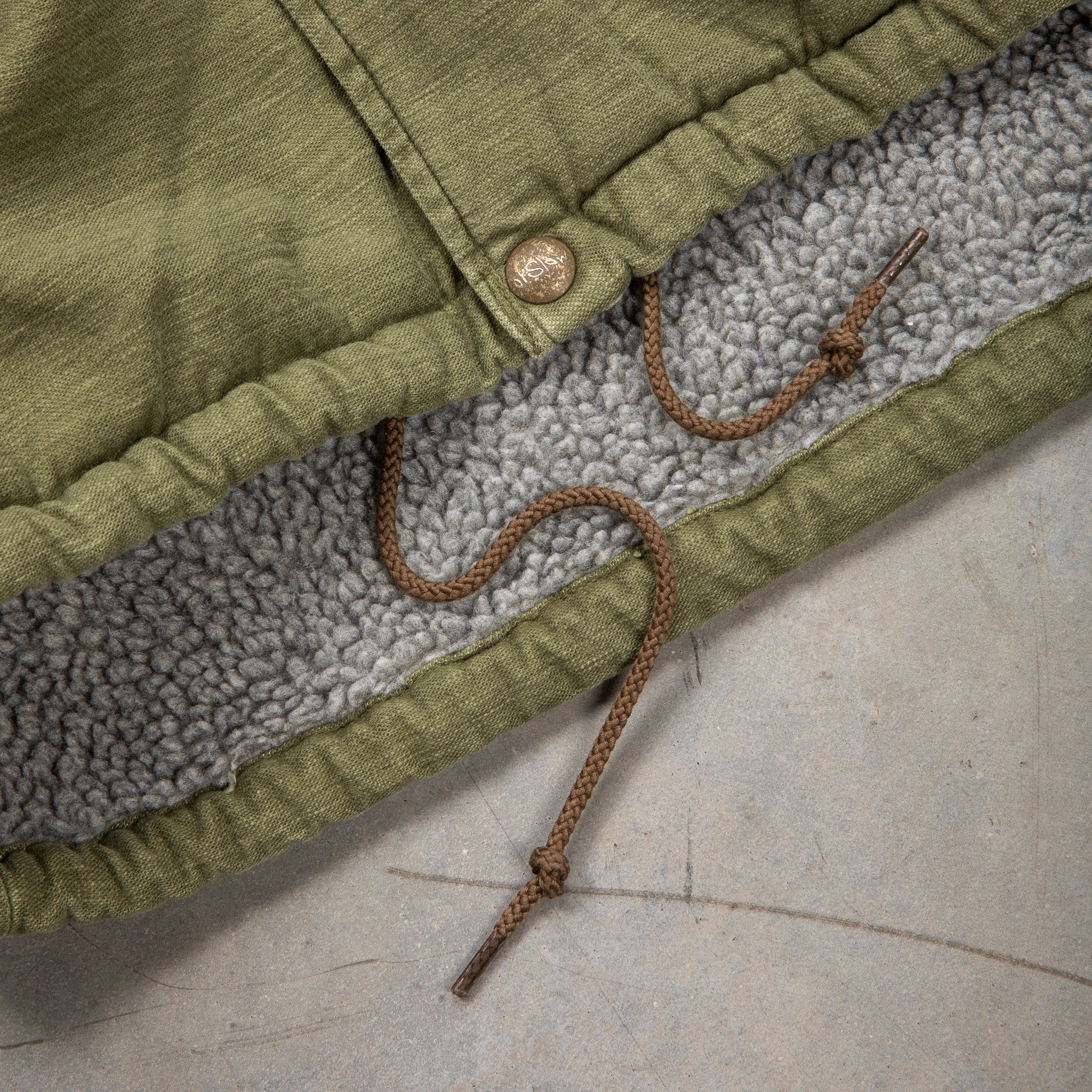 Orslow Vintage Washed Coach Jacket With Fleece Lining Dark Olive