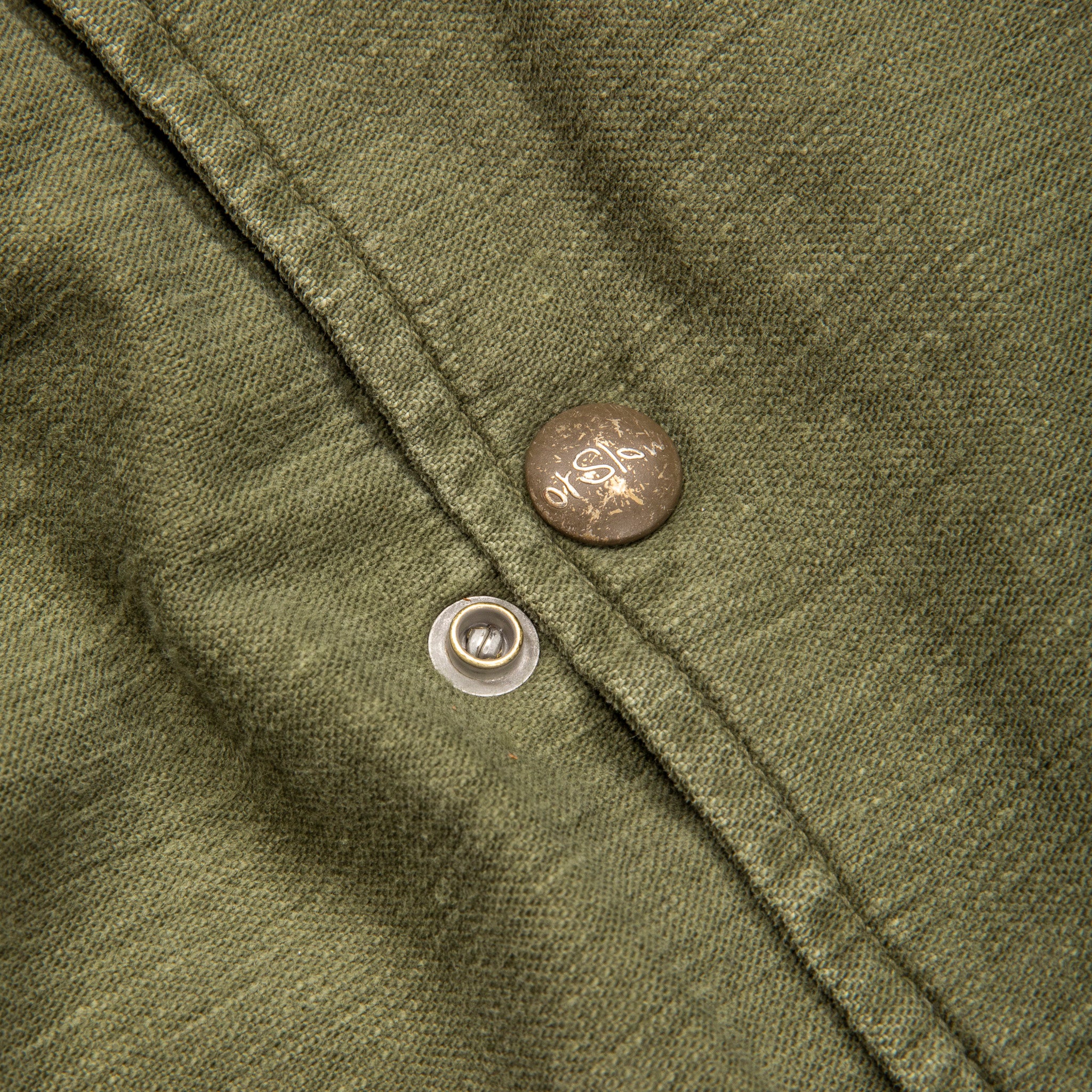 Orslow Vintage Washed Coach Jacket With Fleece Lining Dark Olive