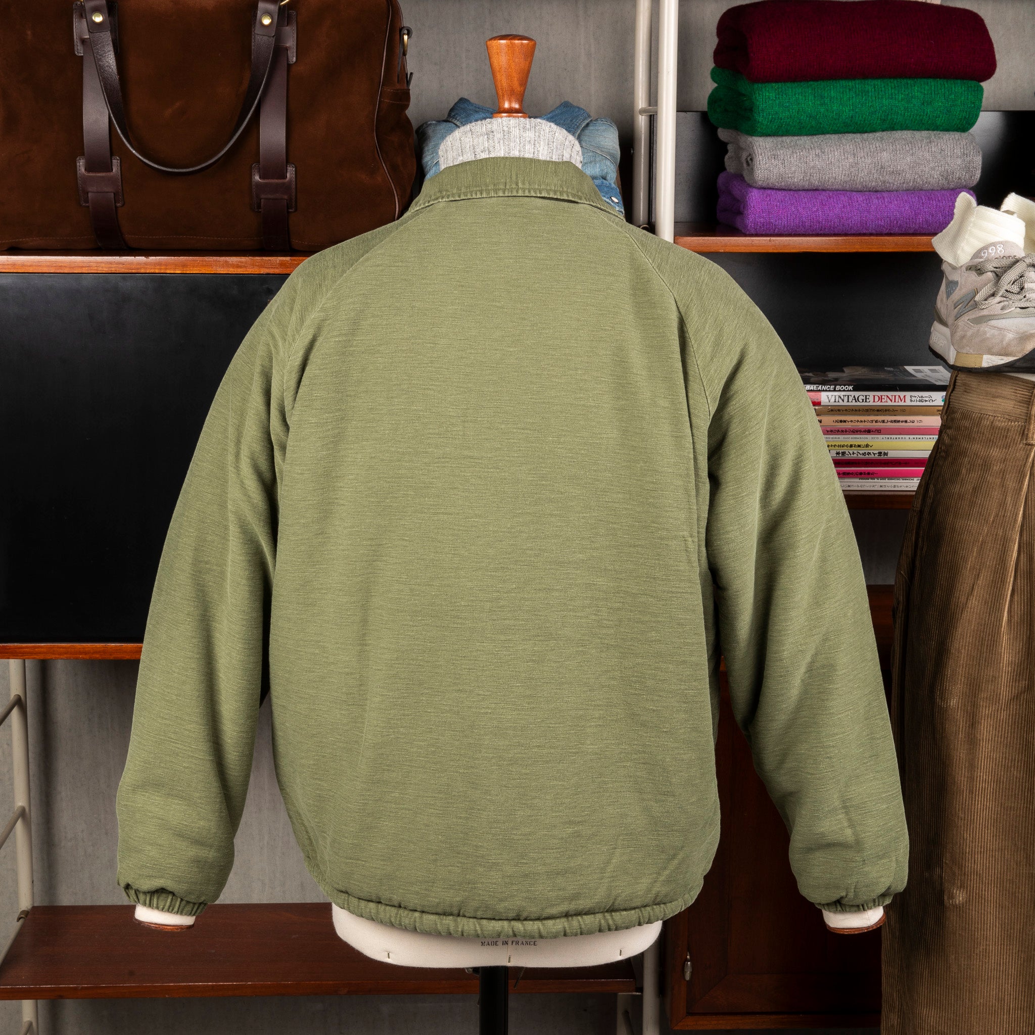 Orslow Vintage Washed Coach Jacket With Fleece Lining Dark Olive