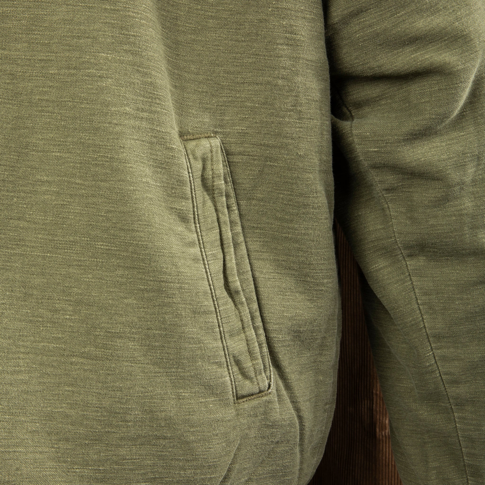 Orslow Vintage Washed Coach Jacket With Fleece Lining Dark Olive