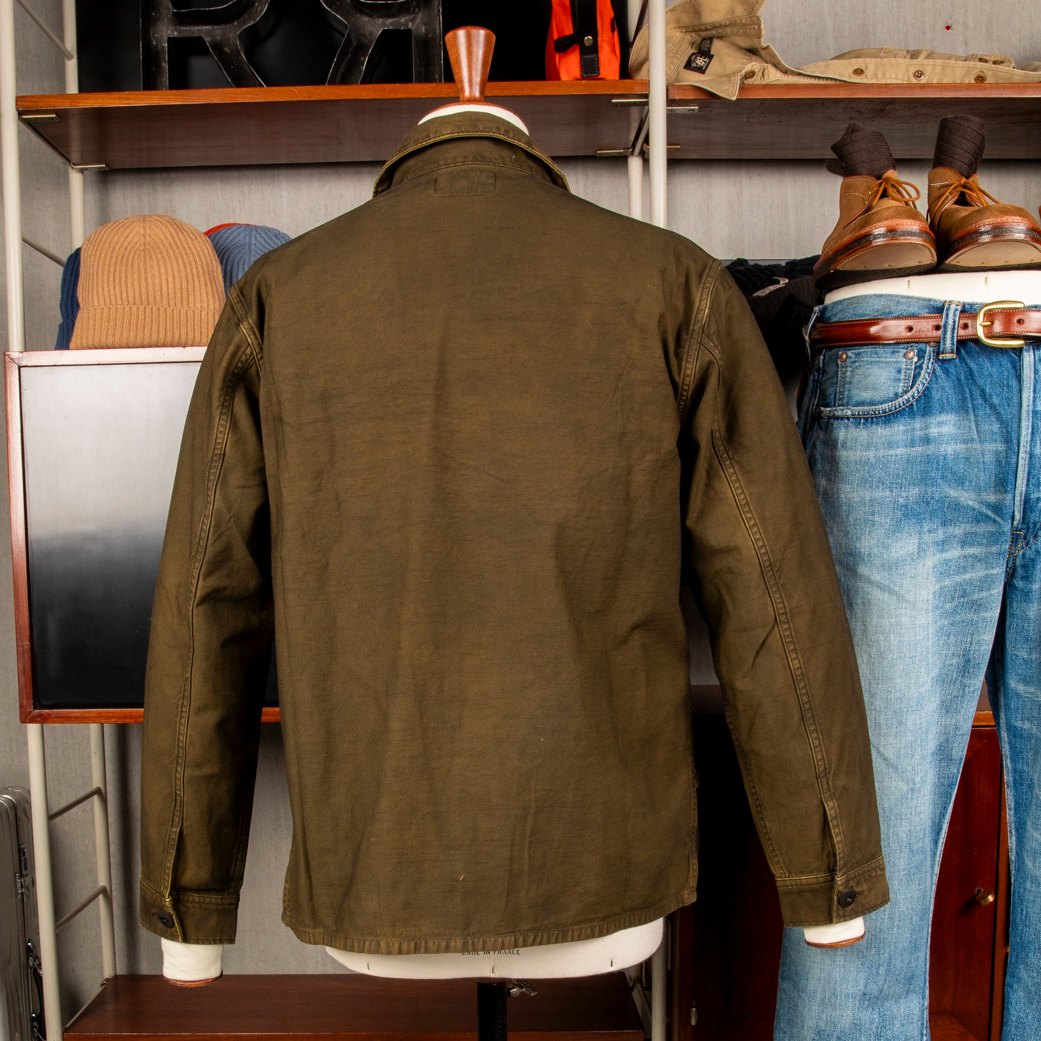 RRL Asher Jacket Reverse Sateen Washed Brown – Frans Boone Store