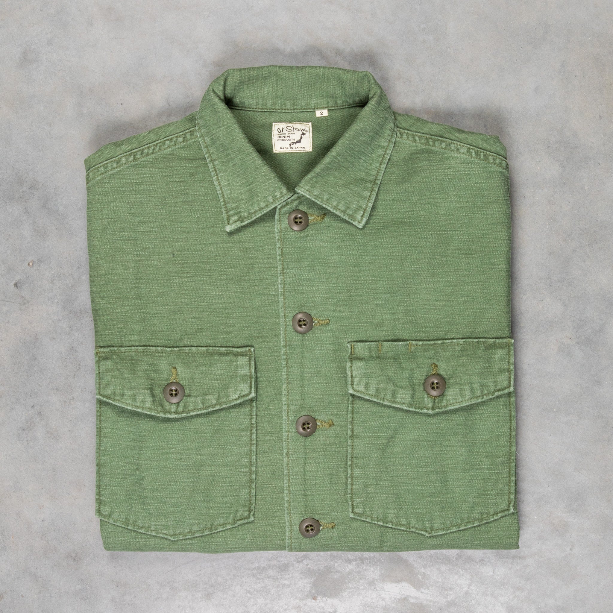 Orslow US army shirt back satin green used